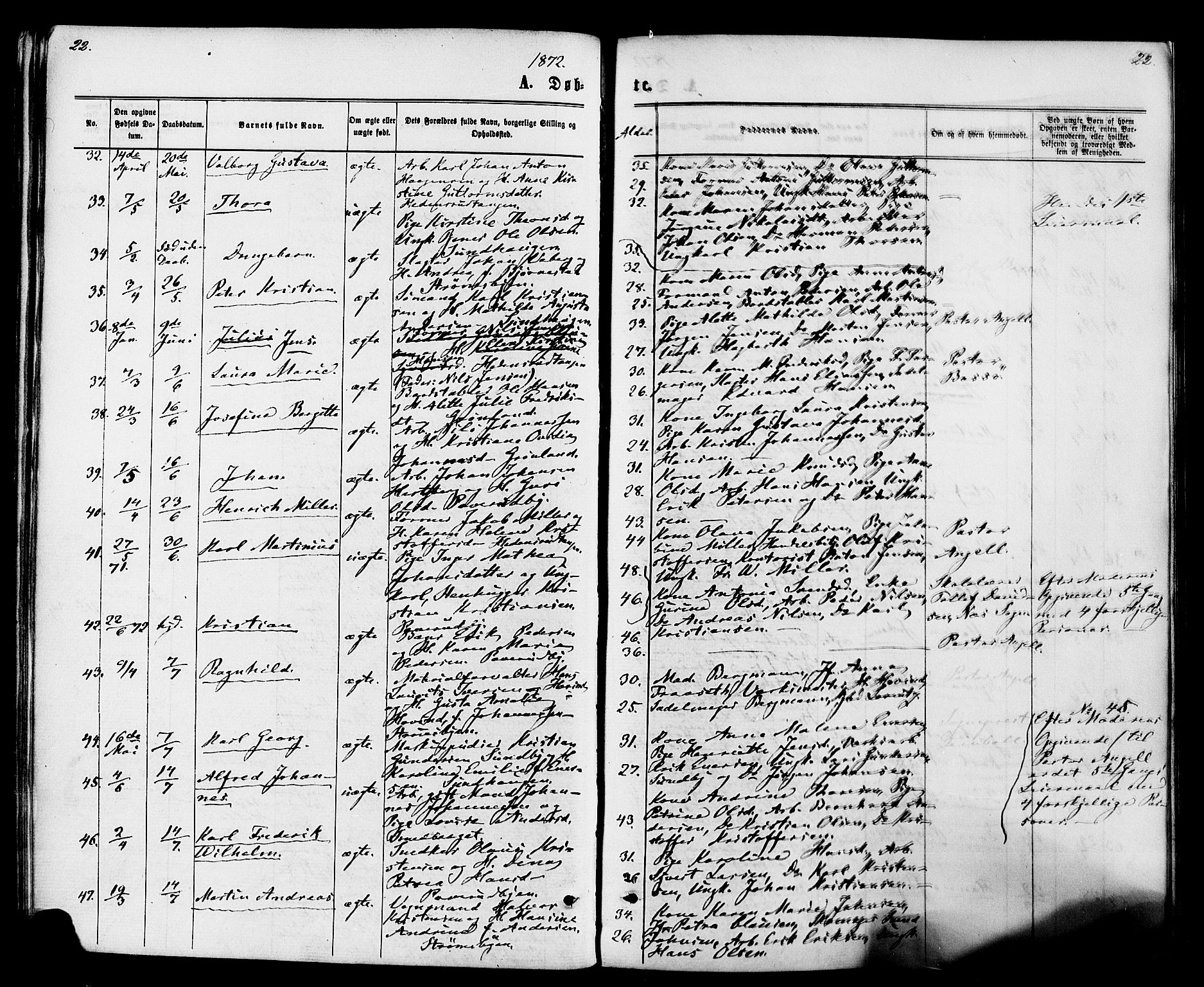 Strømsø kirkebøker, AV/SAKO-A-246/F/Fa/L0020: Parish register (official) no. I 20, 1870-1878, p. 22