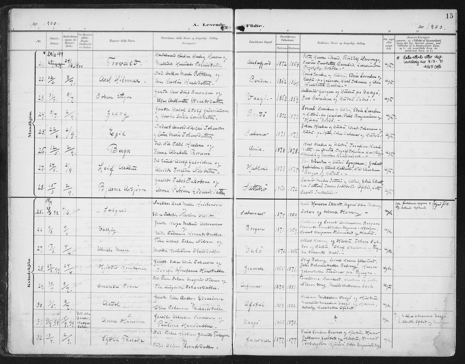 Ministerialprotokoller, klokkerbøker og fødselsregistre - Nord-Trøndelag, AV/SAT-A-1458/786/L0688: Parish register (official) no. 786A04, 1899-1912, p. 15