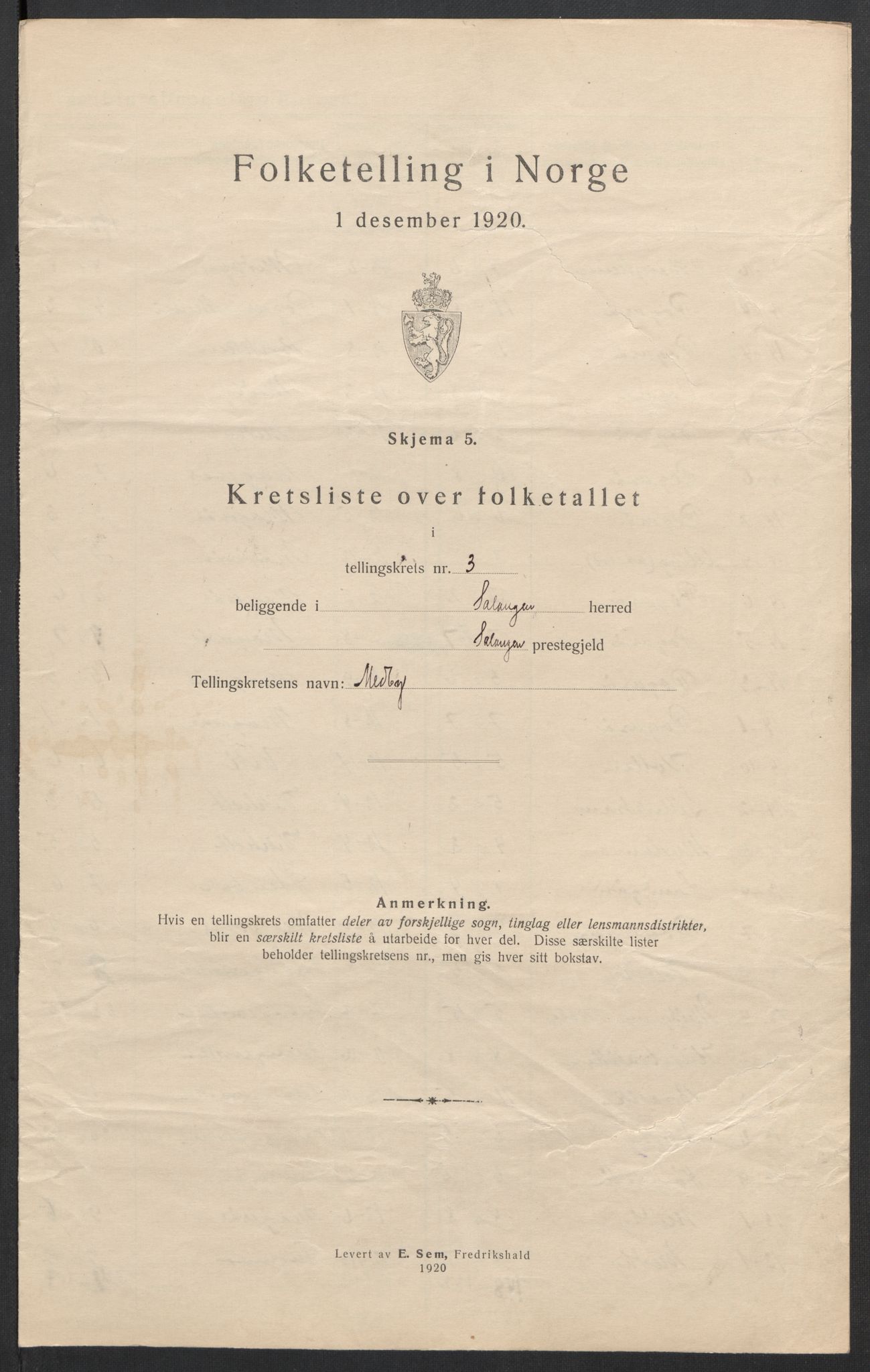 SATØ, 1920 census for Salangen, 1920, p. 12