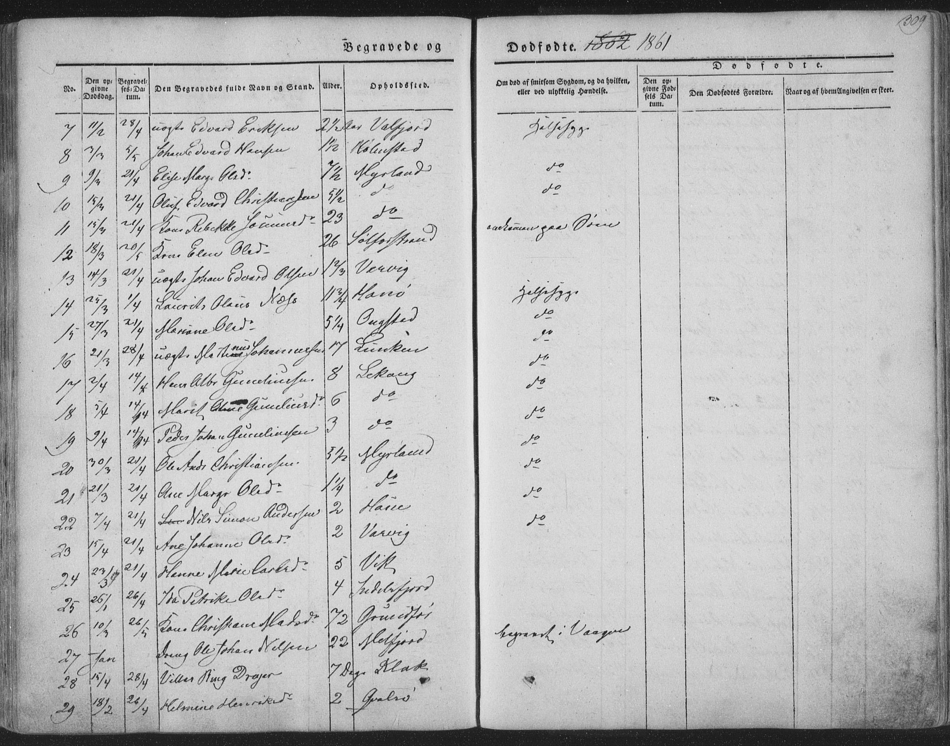 Ministerialprotokoller, klokkerbøker og fødselsregistre - Nordland, SAT/A-1459/888/L1241: Parish register (official) no. 888A07, 1849-1869, p. 309