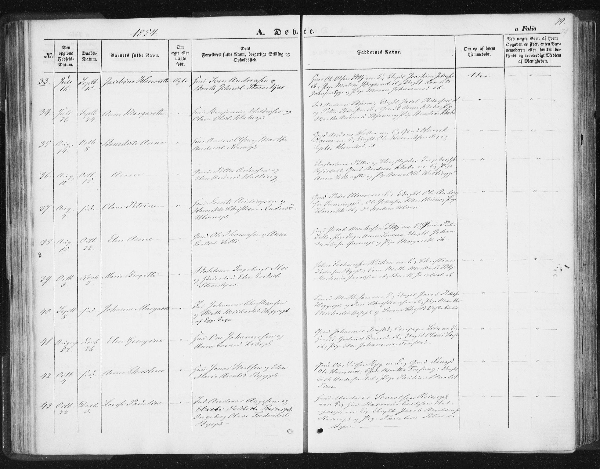 Ministerialprotokoller, klokkerbøker og fødselsregistre - Nord-Trøndelag, AV/SAT-A-1458/746/L0446: Parish register (official) no. 746A05, 1846-1859, p. 79