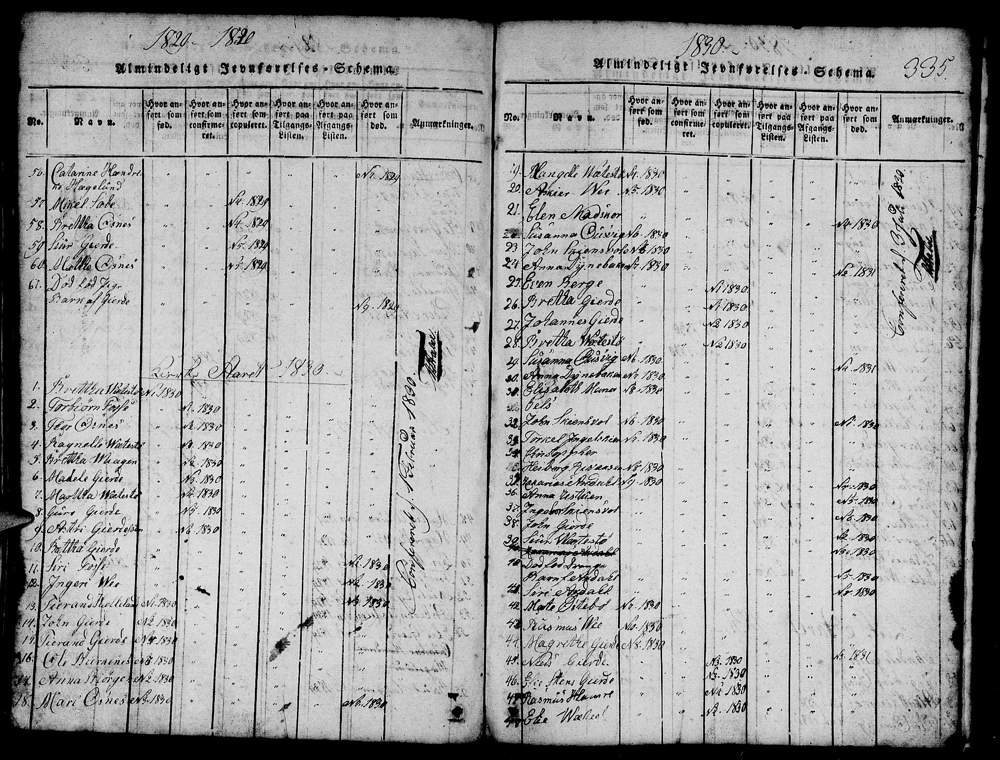 Etne sokneprestembete, SAB/A-75001/H/Hab: Parish register (copy) no. B 1, 1815-1850, p. 335