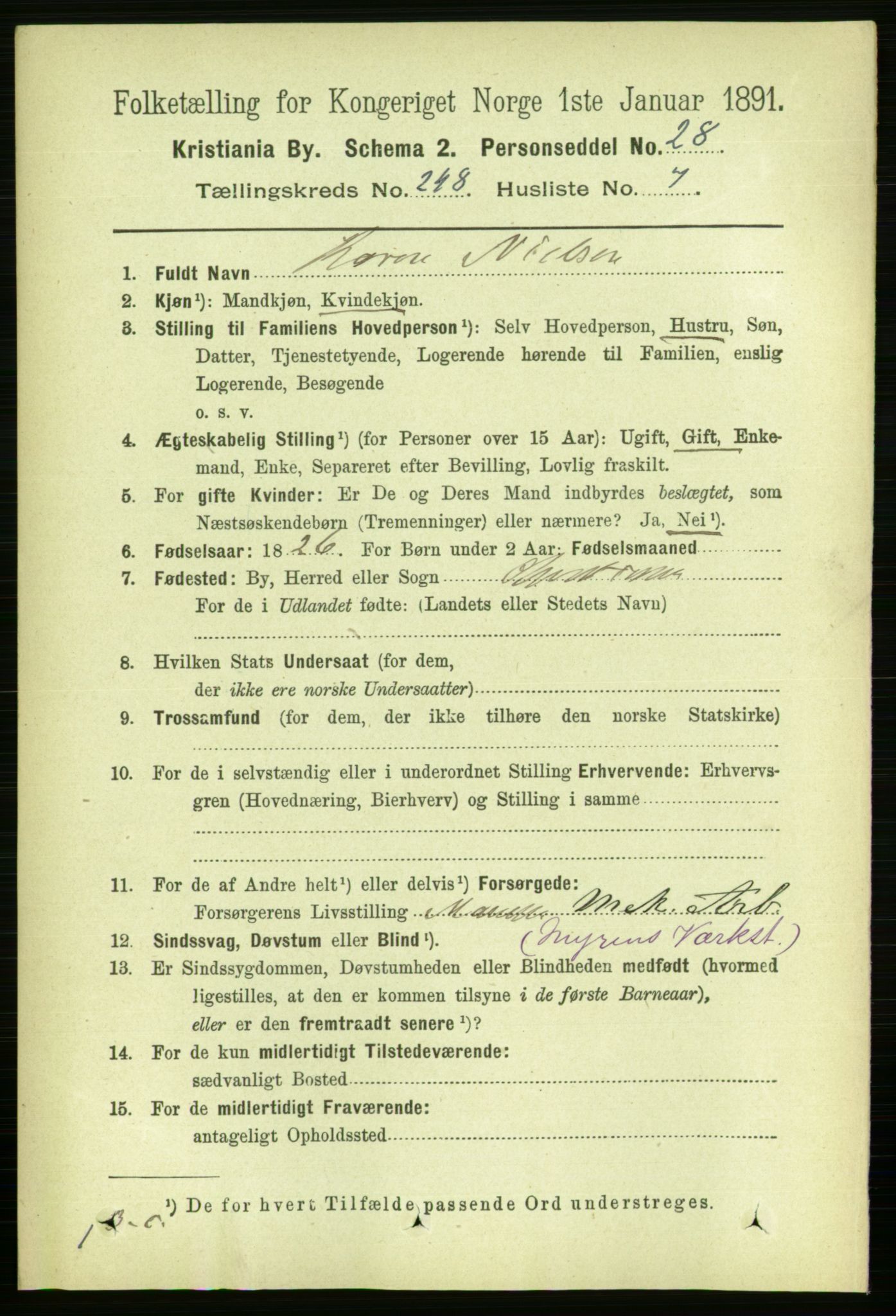 RA, 1891 census for 0301 Kristiania, 1891, p. 151327