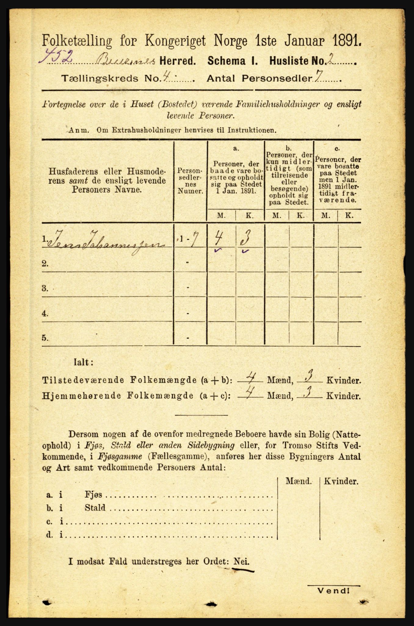 RA, 1891 census for 1860 Buksnes, 1891, p. 2902