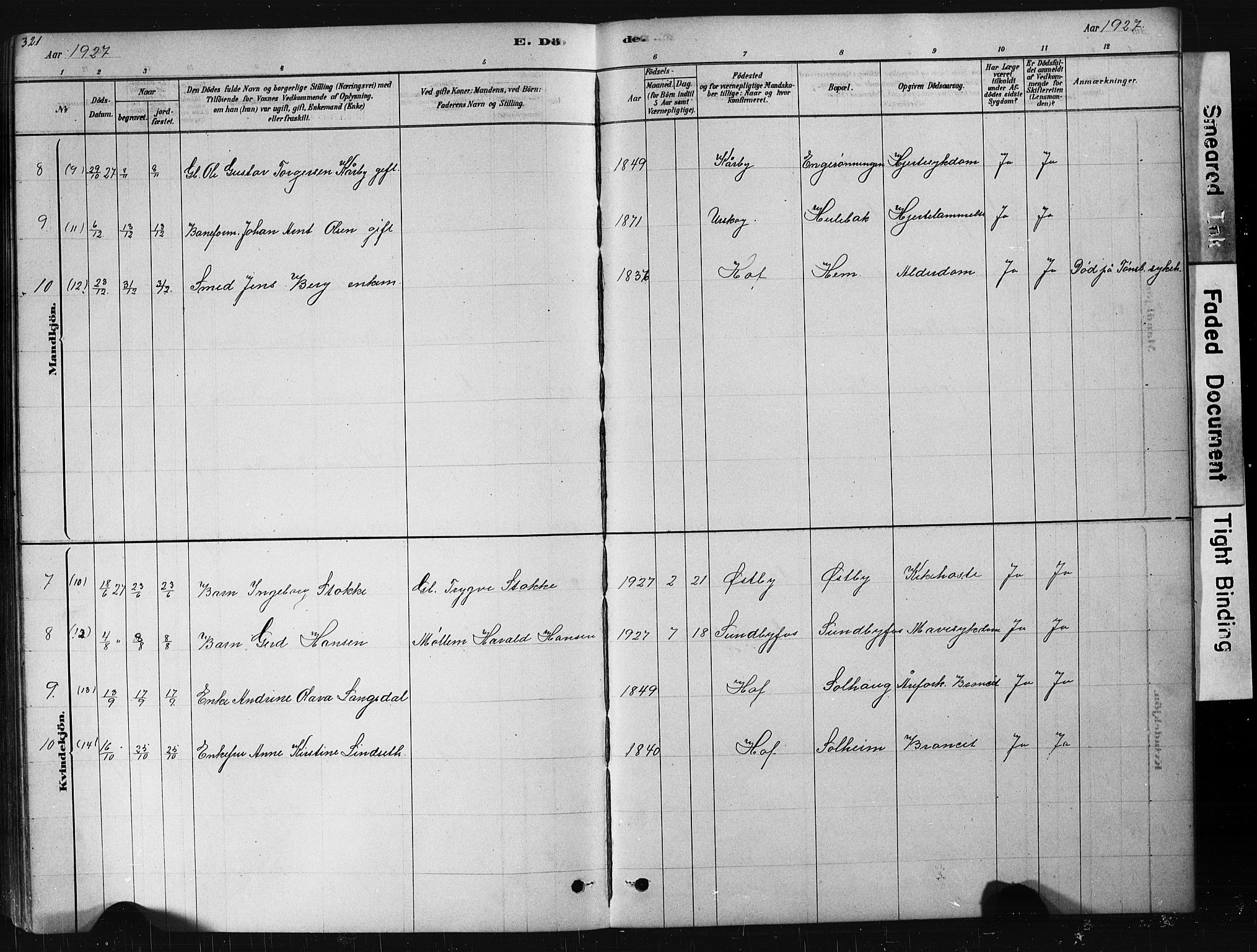 Hof kirkebøker, AV/SAKO-A-64/G/Ga/L0004: Parish register (copy) no. I 4, 1878-1930, p. 321