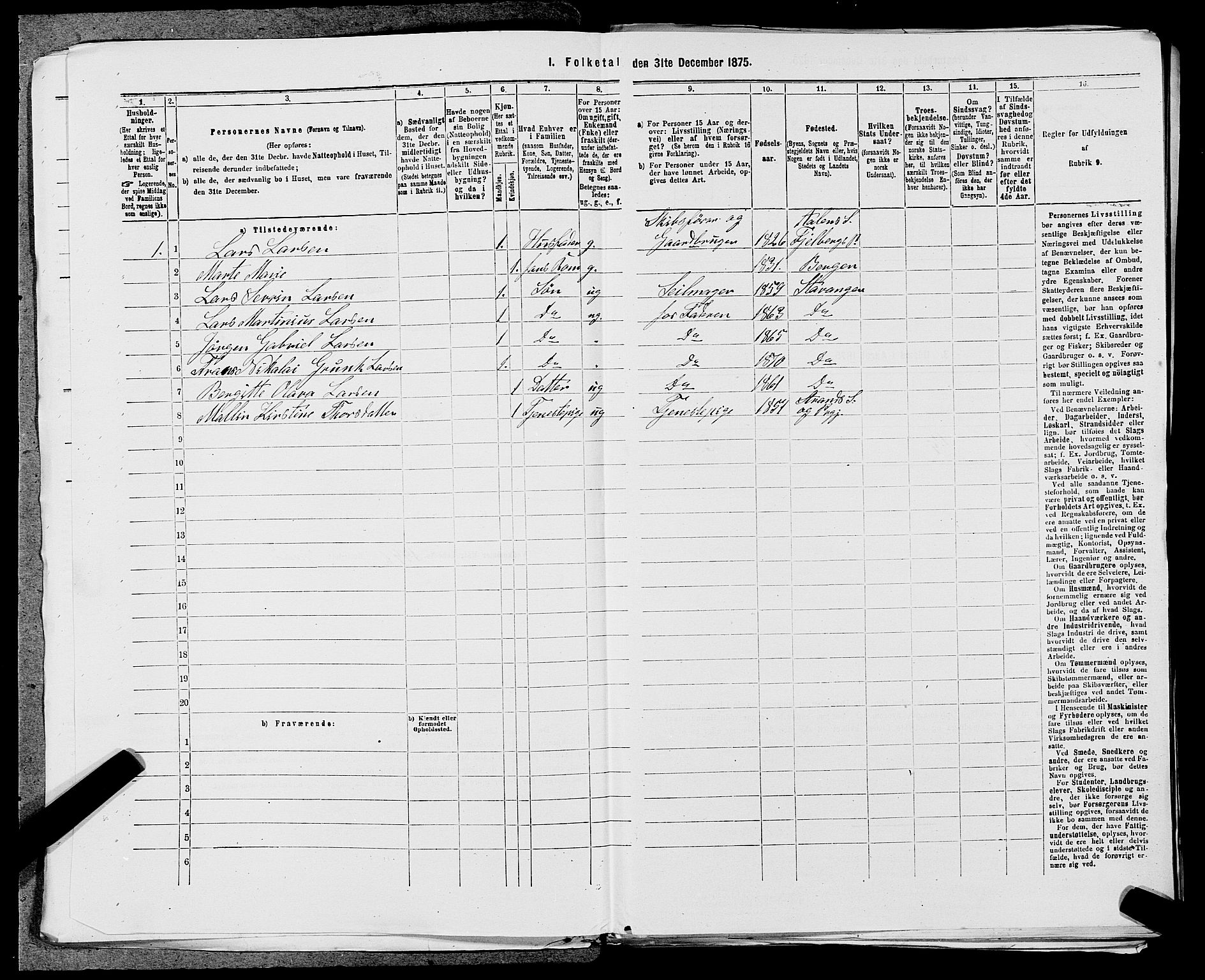 SAST, 1875 census for 1141P Finnøy, 1875, p. 614