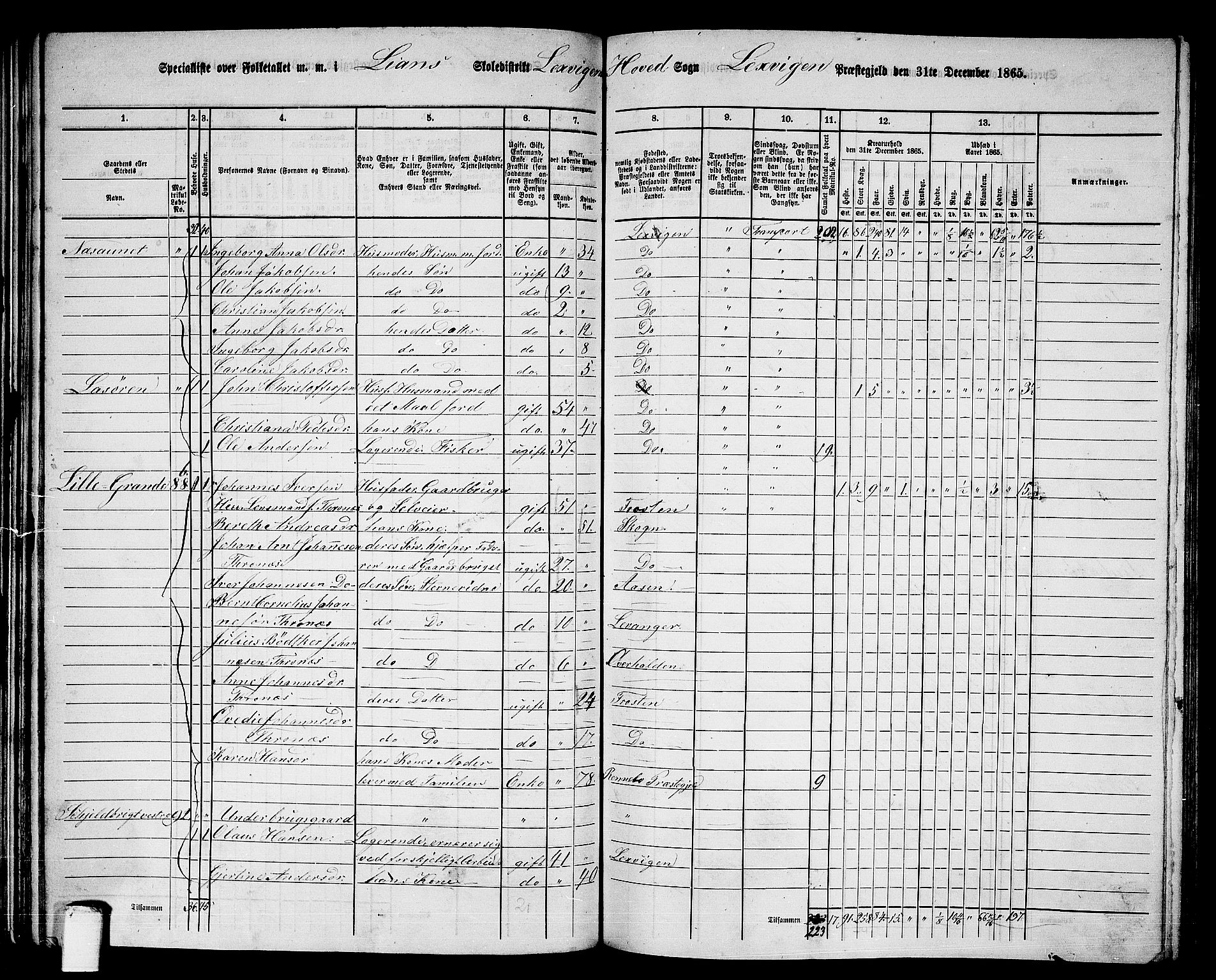 RA, 1865 census for Leksvik, 1865, p. 66