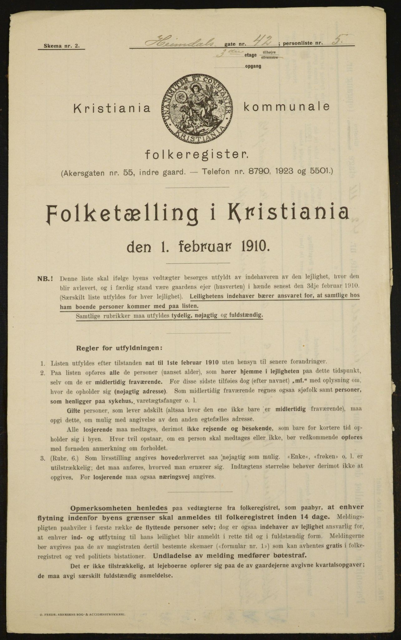 OBA, Municipal Census 1910 for Kristiania, 1910, p. 36264