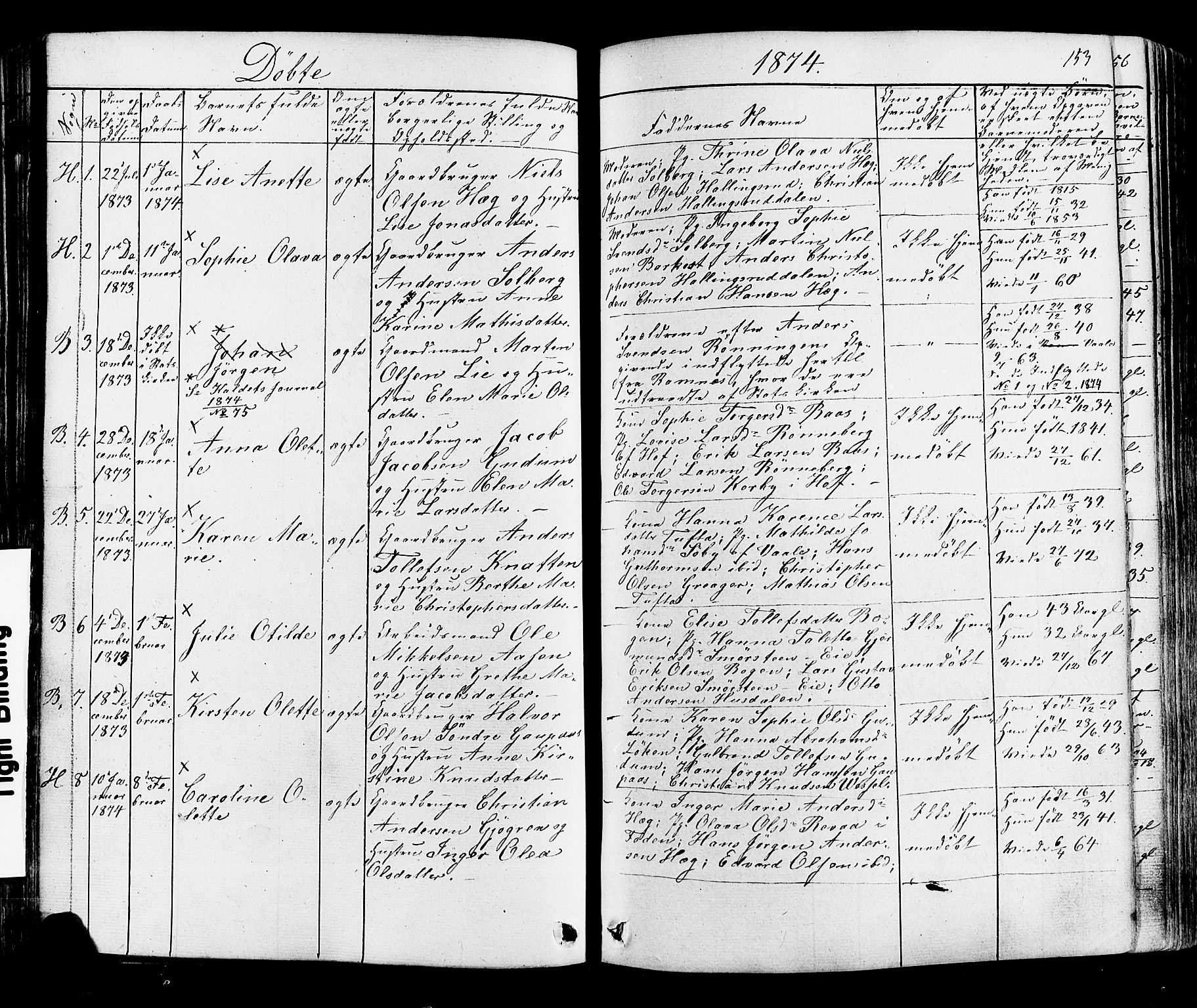 Botne kirkebøker, AV/SAKO-A-340/F/Fa/L0006: Parish register (official) no. I 6, 1836-1877, p. 153