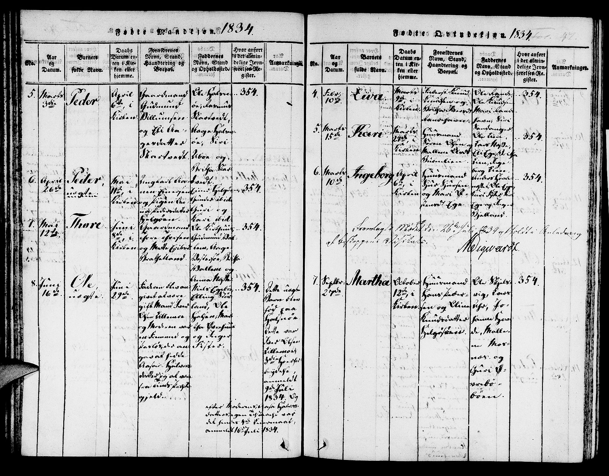 Hjelmeland sokneprestkontor, AV/SAST-A-101843/01/IV/L0004: Parish register (official) no. A 4, 1816-1834, p. 47