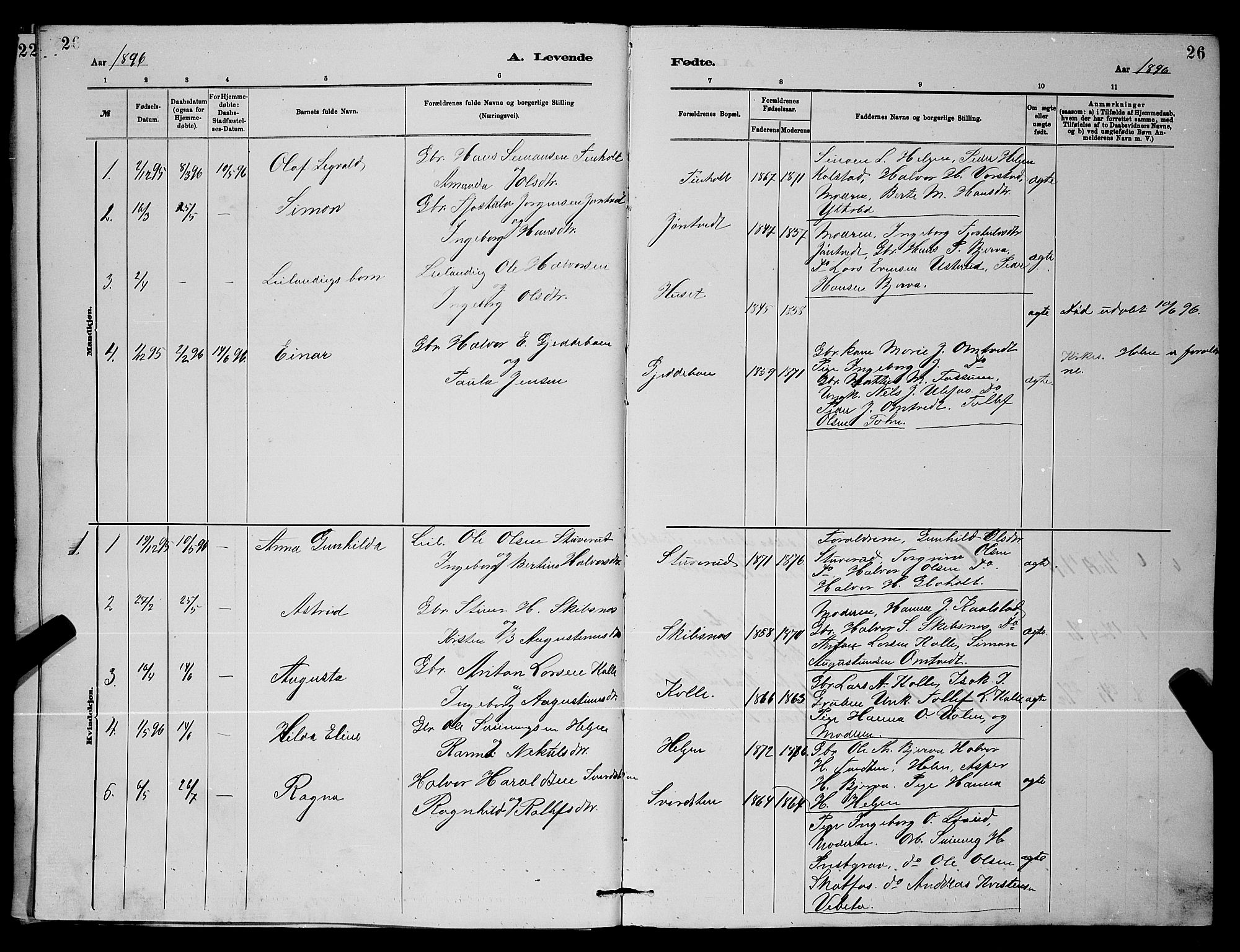 Holla kirkebøker, SAKO/A-272/G/Gb/L0001: Parish register (copy) no. II 1, 1882-1897, p. 26