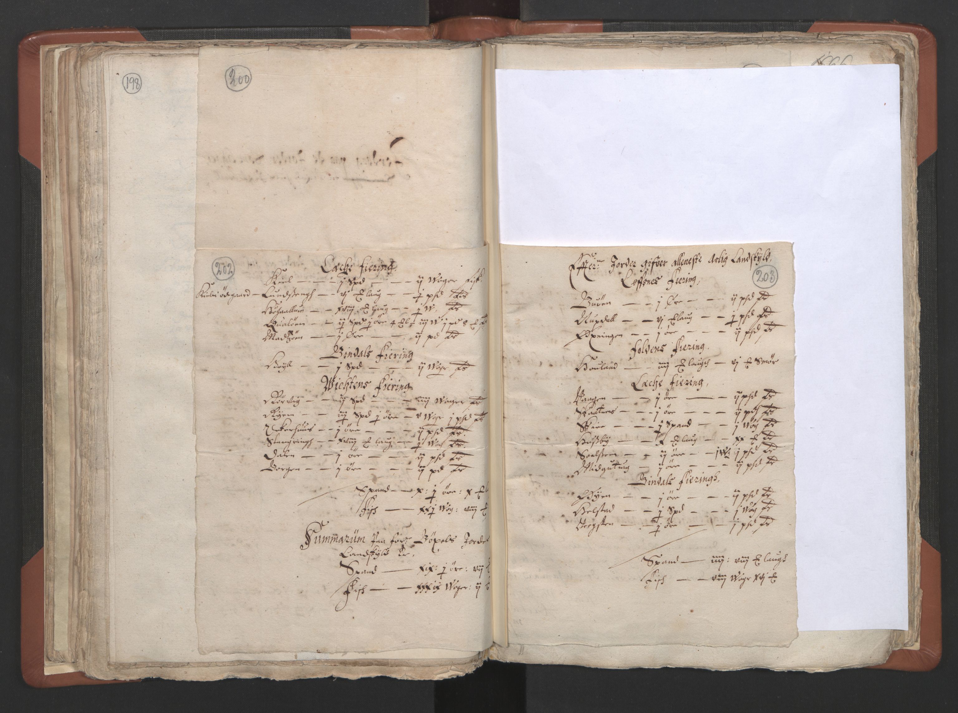 RA, Vicar's Census 1664-1666, no. 34: Namdal deanery, 1664-1666, p. 202-203