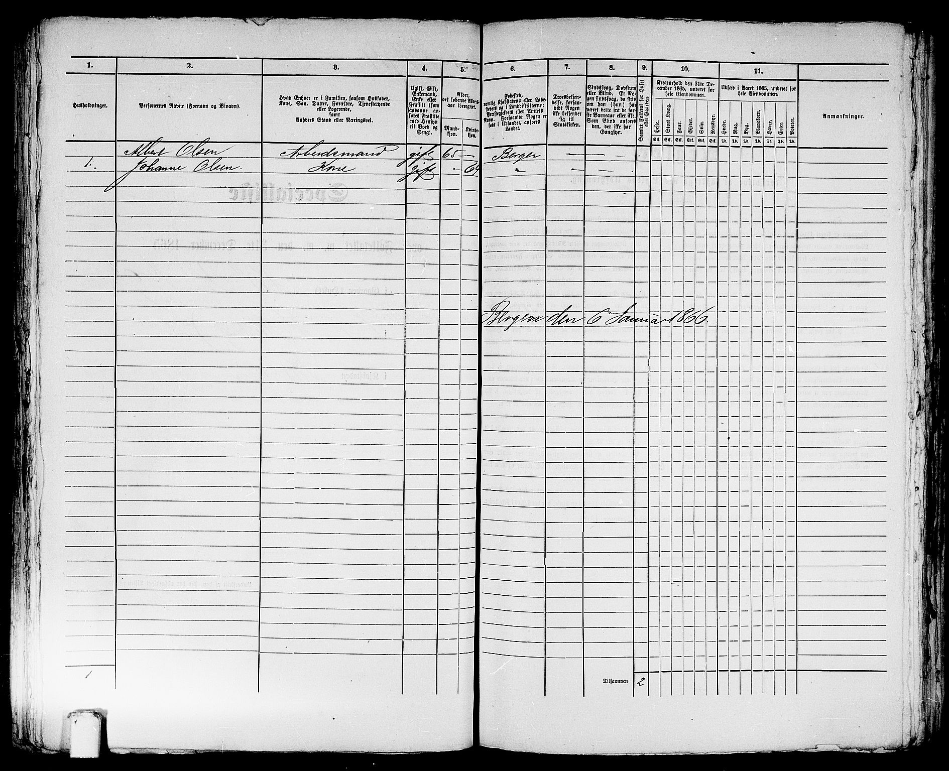 RA, 1865 census for Bergen, 1865, p. 2815