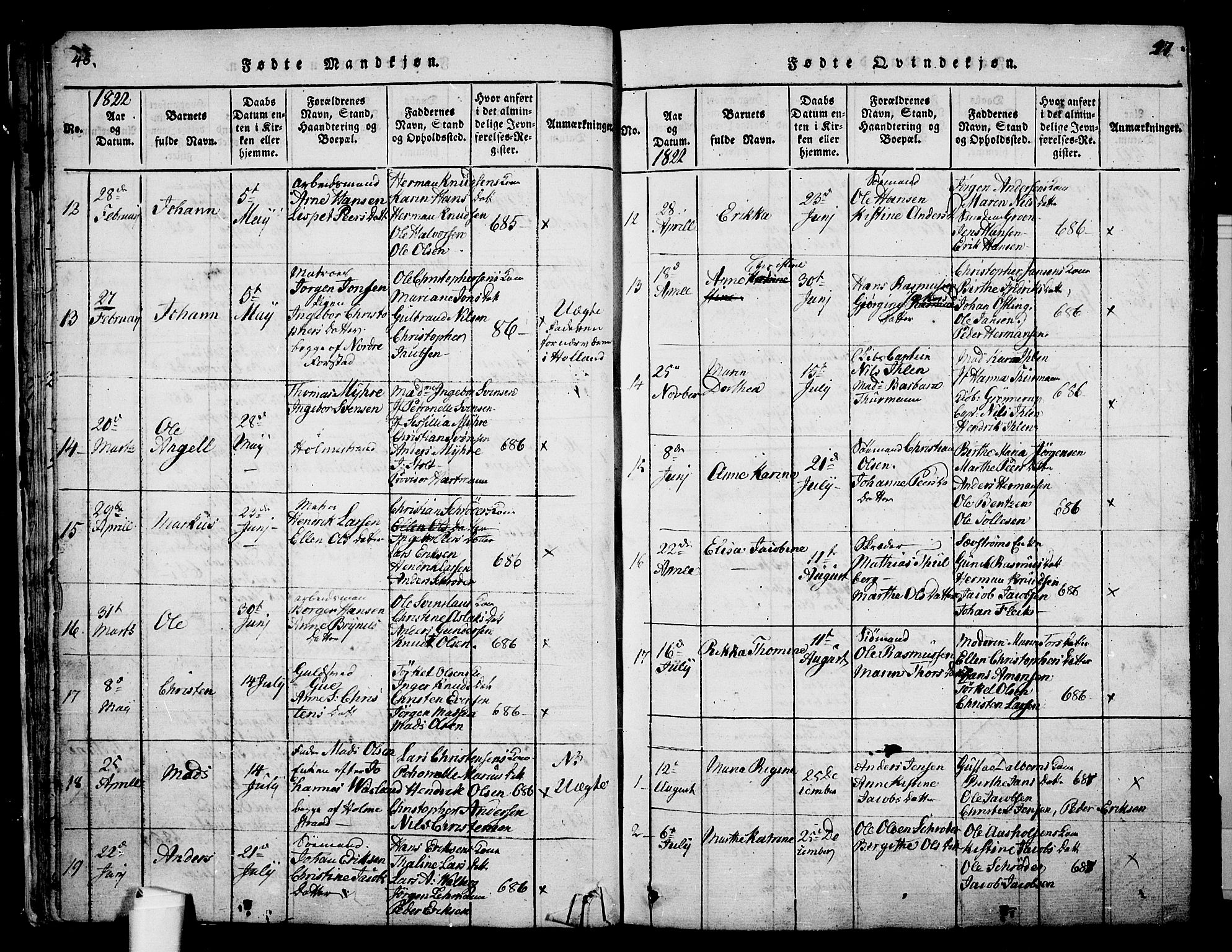 Holmestrand kirkebøker, SAKO/A-346/G/Ga/L0001: Parish register (copy) no. 1, 1814-1848, p. 46-47