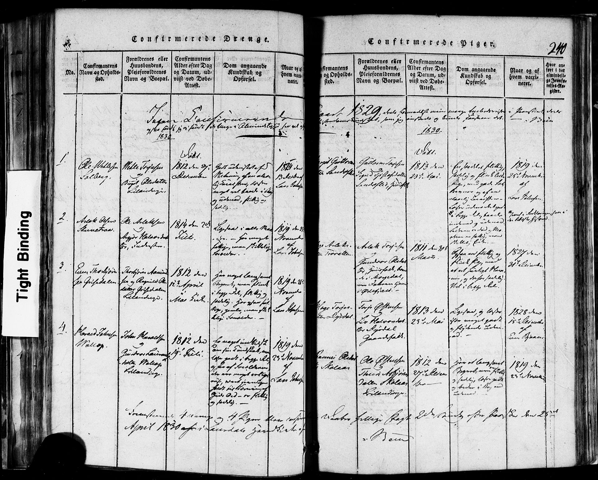 Rauland kirkebøker, AV/SAKO-A-292/F/Fa/L0002: Parish register (official) no. I 2, 1815-1860, p. 240