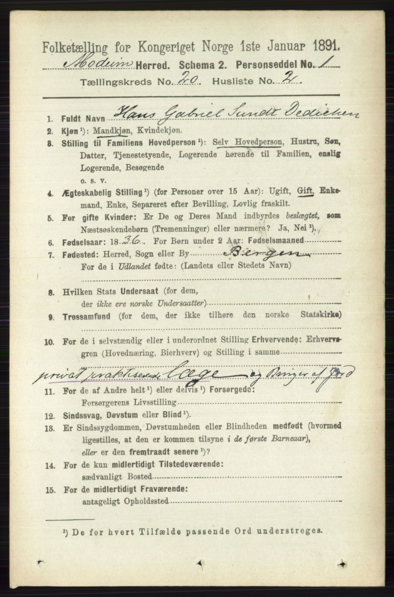 RA, 1891 census for 0623 Modum, 1891, p. 7813