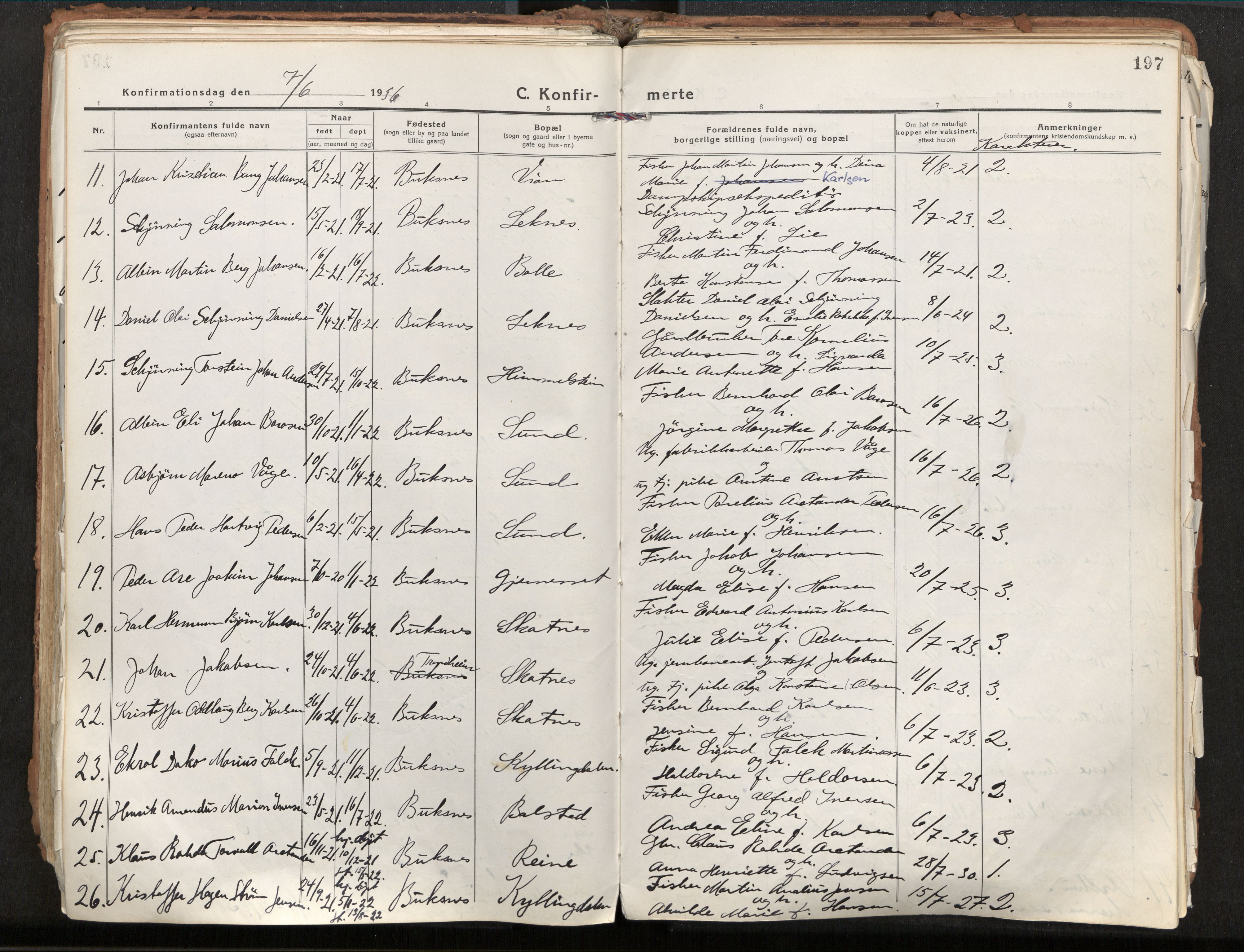 Ministerialprotokoller, klokkerbøker og fødselsregistre - Nordland, AV/SAT-A-1459/881/L1160: Parish register (official) no. 881A13, 1919-1937, p. 197