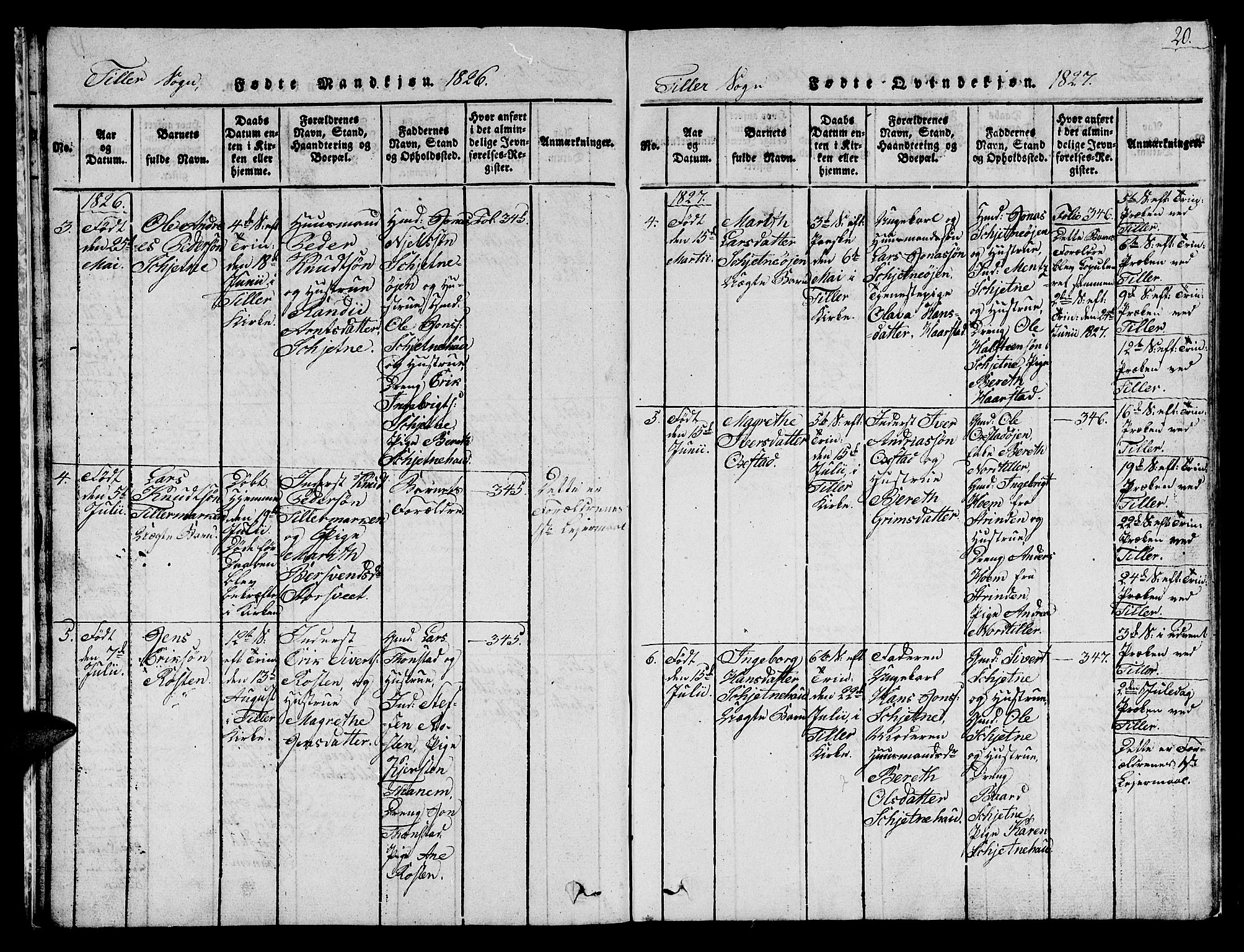 Ministerialprotokoller, klokkerbøker og fødselsregistre - Sør-Trøndelag, SAT/A-1456/621/L0458: Parish register (copy) no. 621C01, 1816-1865, p. 20