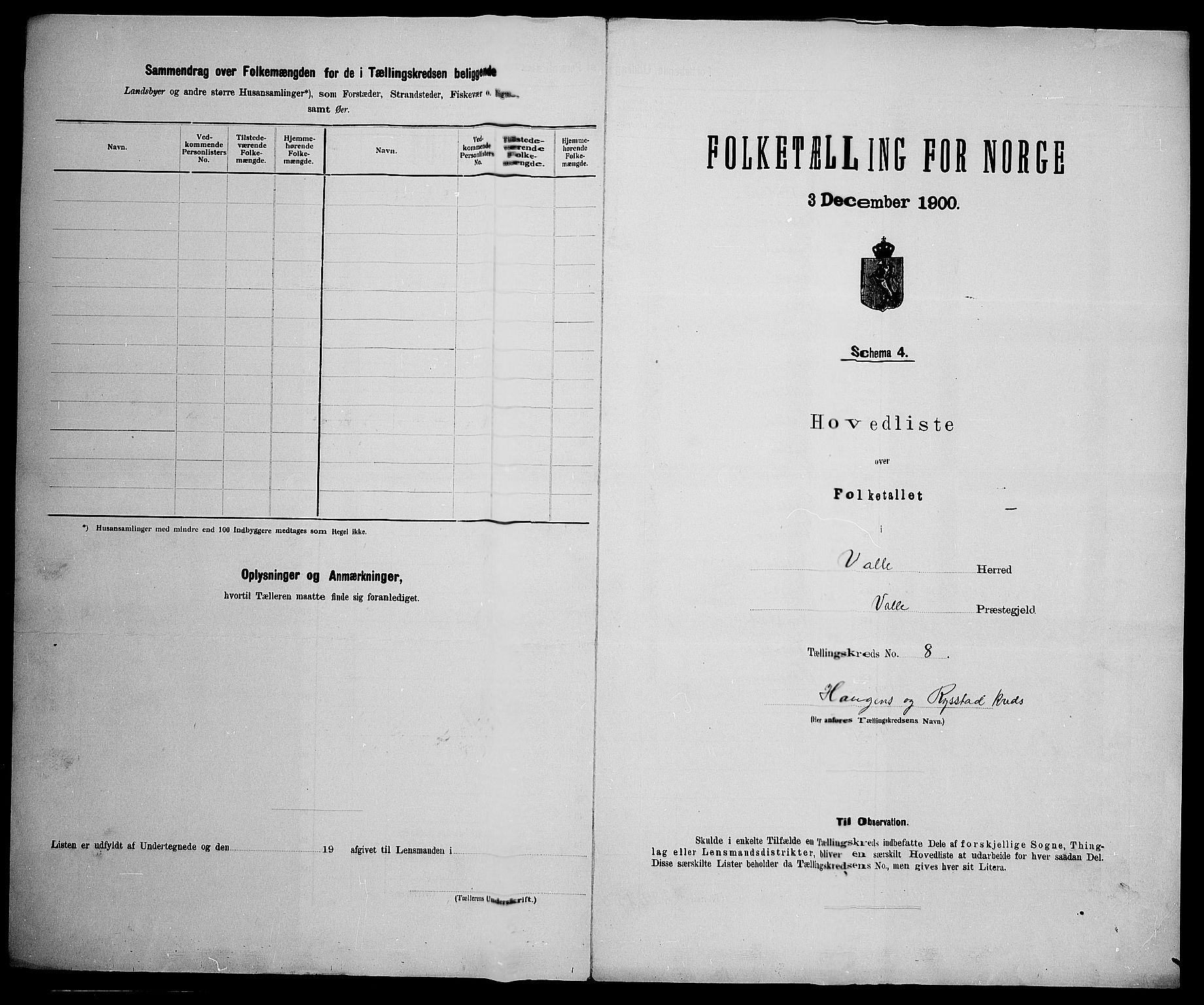 SAK, 1900 census for Valle, 1900, p. 28