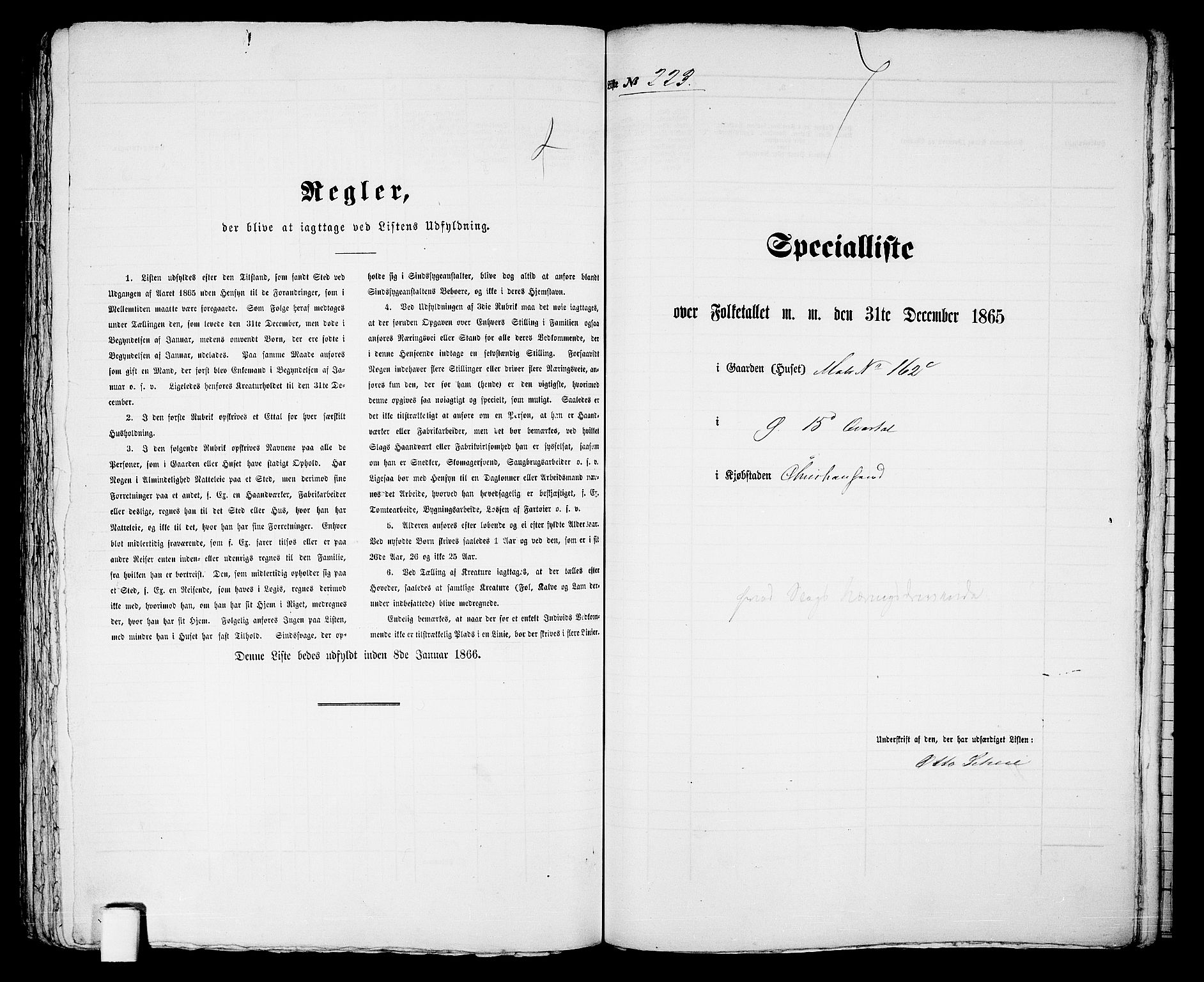 RA, 1865 census for Kristiansand, 1865, p. 461