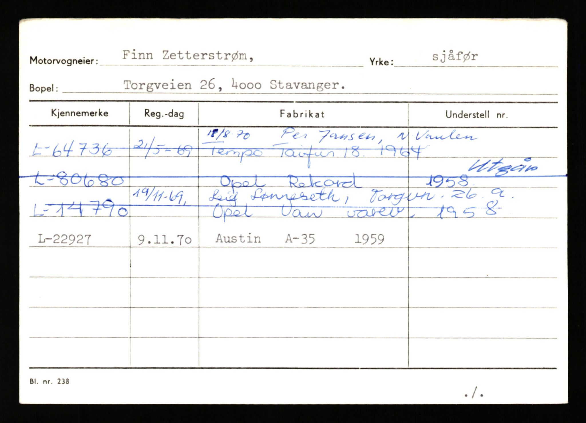 Stavanger trafikkstasjon, SAST/A-101942/0/H/L0043: Viste - Øksendal, 1930-1971, p. 1653