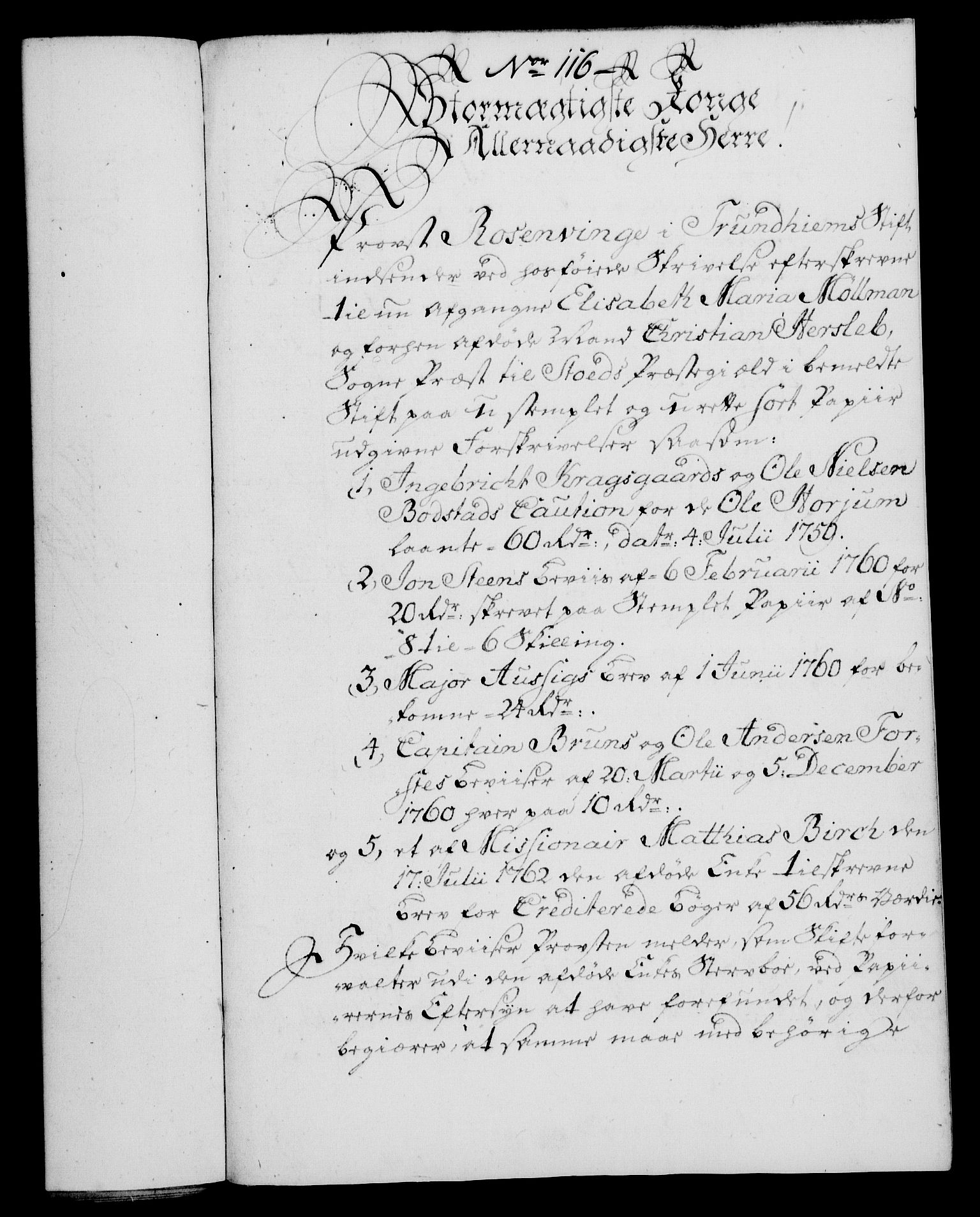 Rentekammeret, Kammerkanselliet, RA/EA-3111/G/Gf/Gfa/L0045: Norsk relasjons- og resolusjonsprotokoll (merket RK 52.45), 1763, p. 485