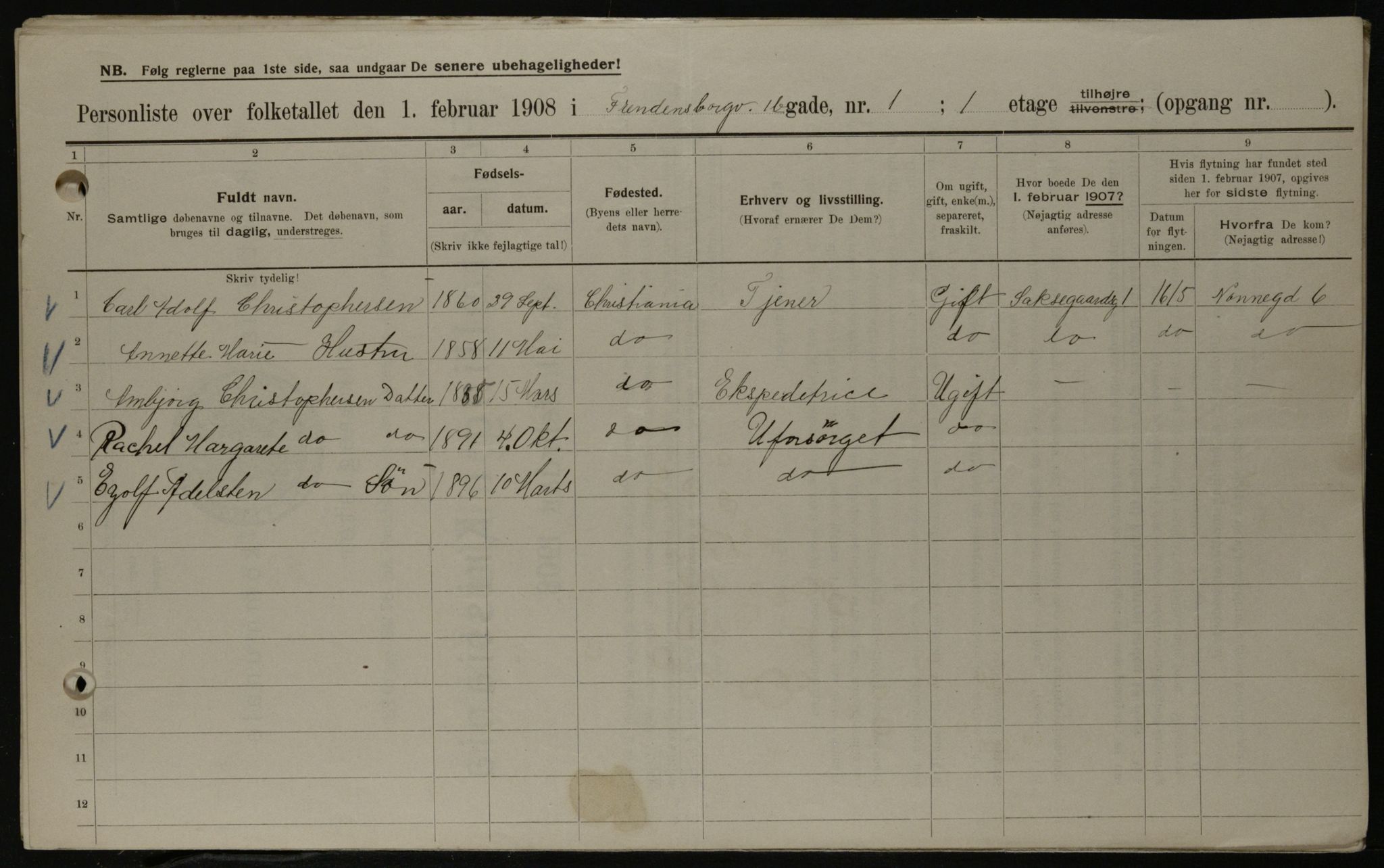 OBA, Municipal Census 1908 for Kristiania, 1908, p. 23091