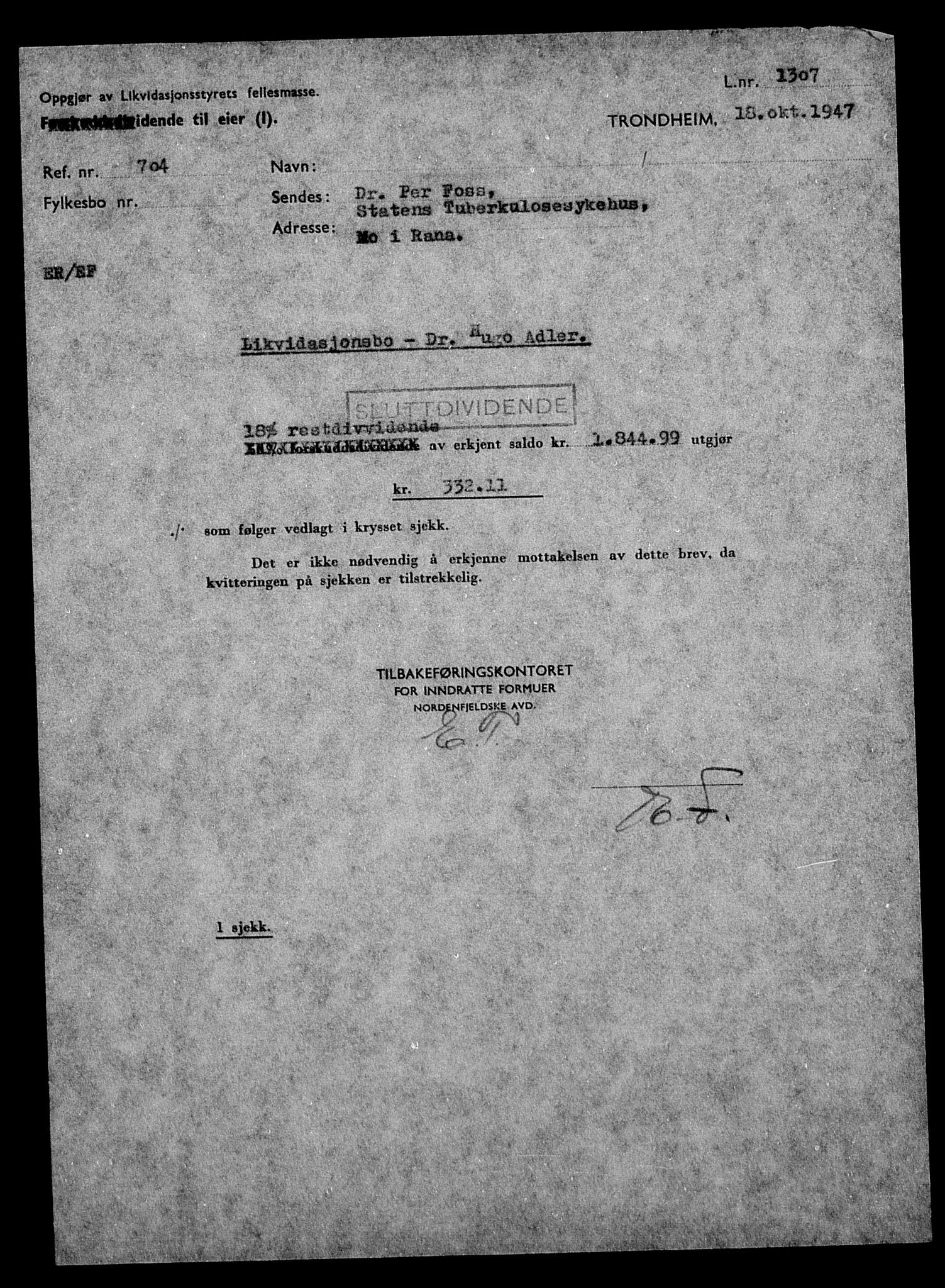 Justisdepartementet, Tilbakeføringskontoret for inndratte formuer, AV/RA-S-1564/H/Hc/Hcb/L0910: --, 1945-1947, p. 18