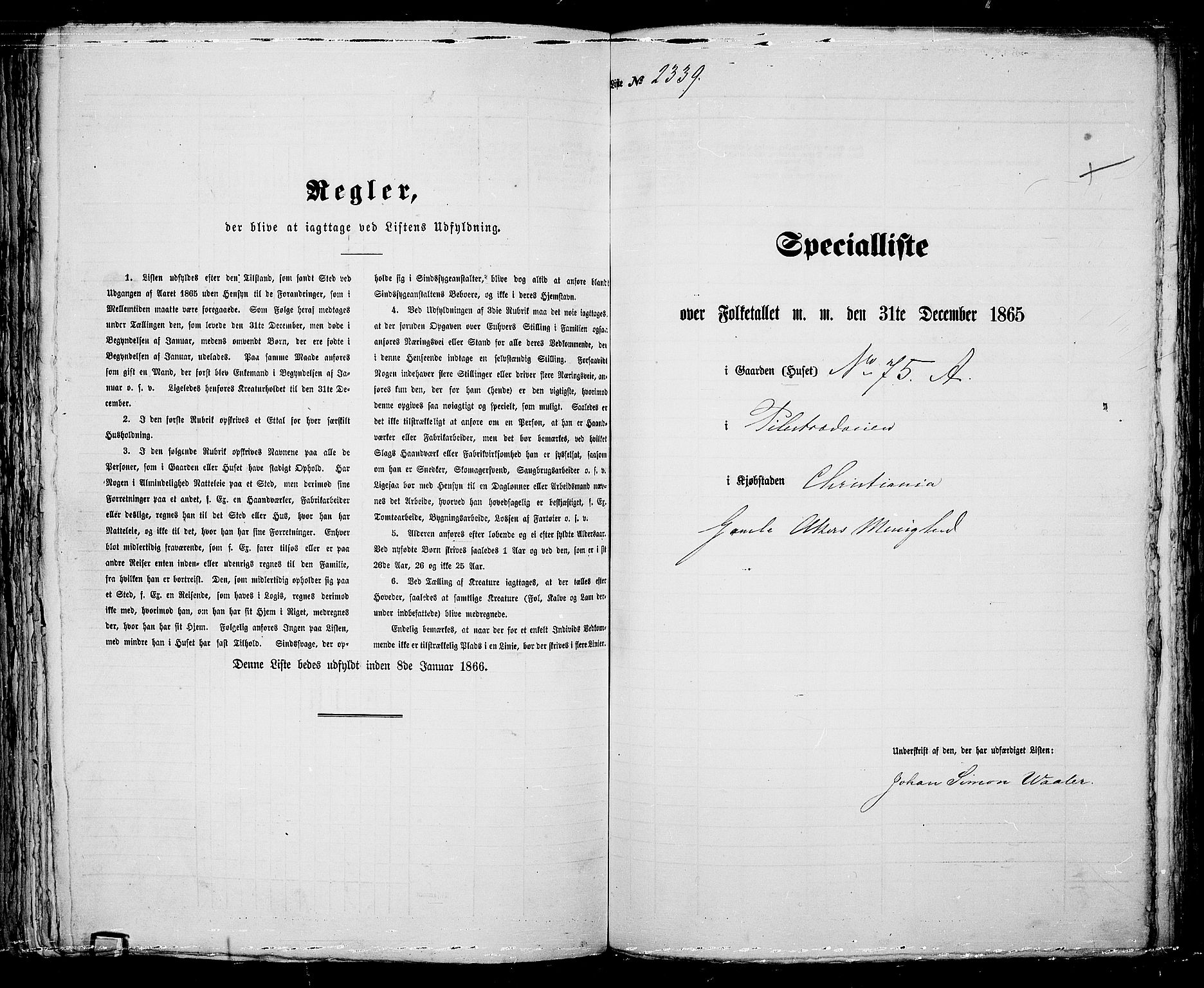 RA, 1865 census for Kristiania, 1865, p. 5208