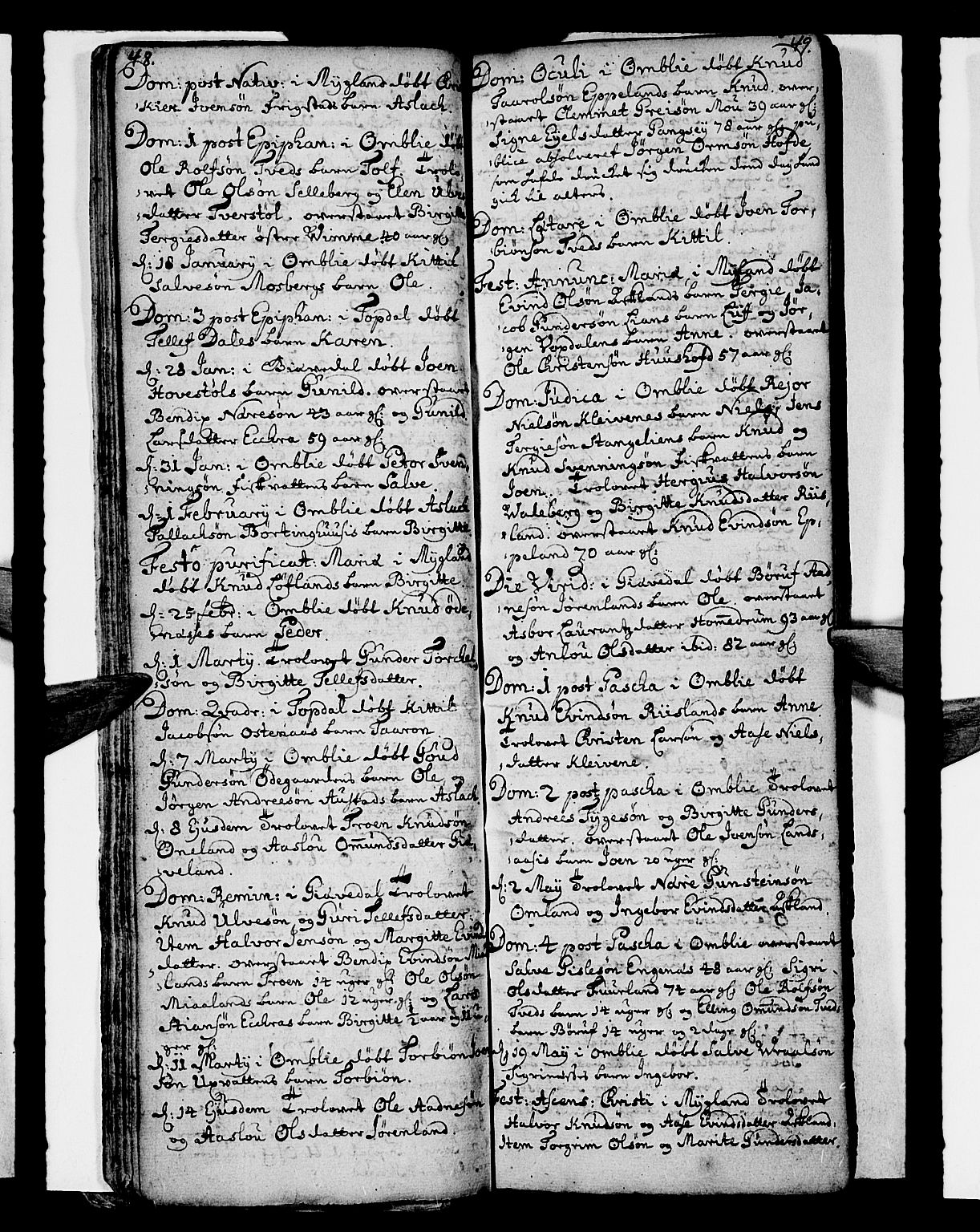 Åmli sokneprestkontor, AV/SAK-1111-0050/F/Fa/Fac/L0001: Parish register (official) no. A 1, 1711-1740, p. 48-49