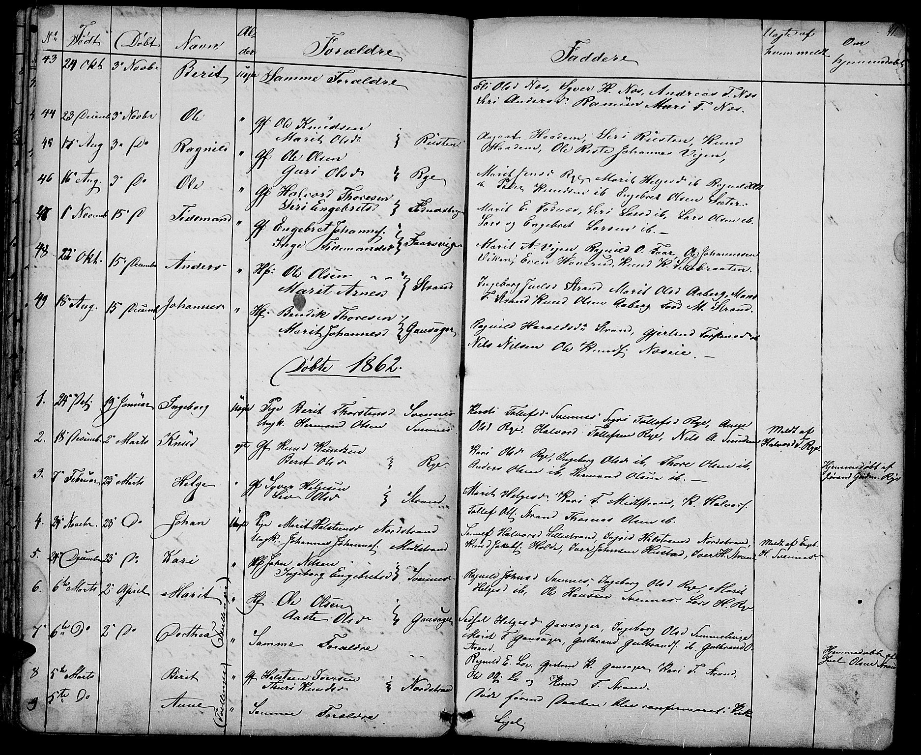 Nord-Aurdal prestekontor, SAH/PREST-132/H/Ha/Hab/L0003: Parish register (copy) no. 3, 1842-1882, p. 41