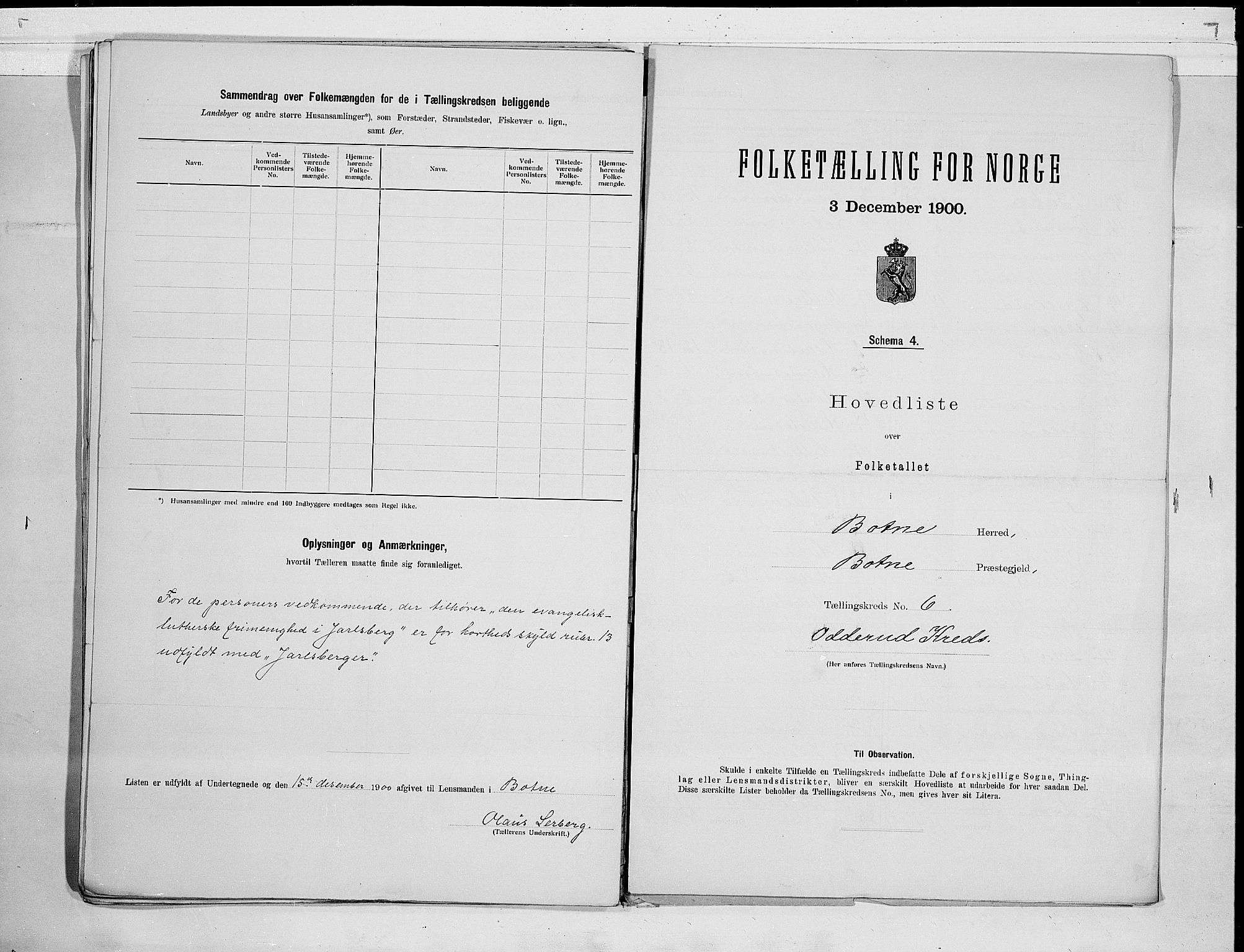 RA, 1900 census for Botne, 1900, p. 14