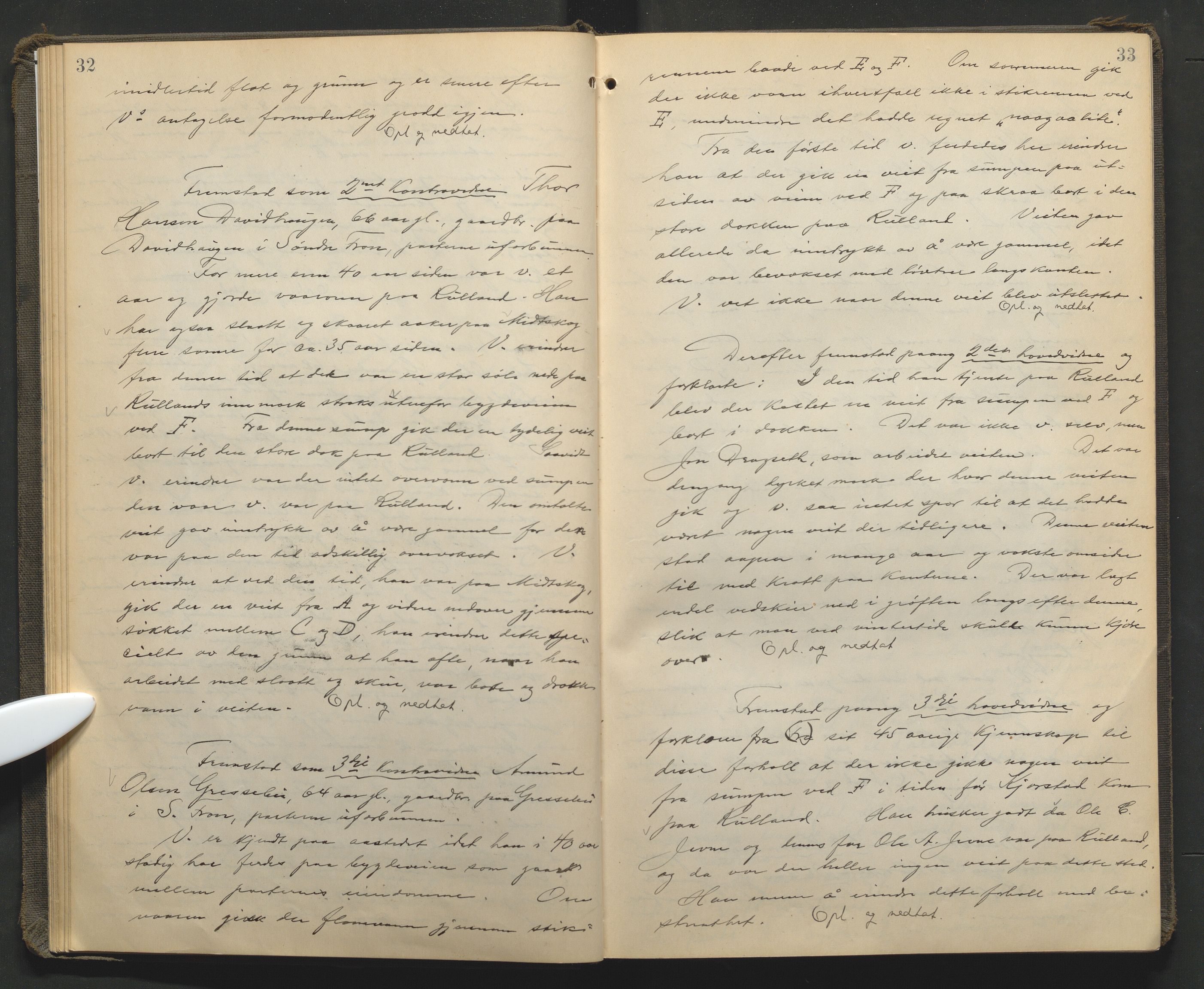 Nord-Gudbrandsdal tingrett, AV/SAH-TING-002/G/Gc/Gcb/L0014: Ekstrarettsprotokoll for åstedssaker, 1923-1933, p. 32-33