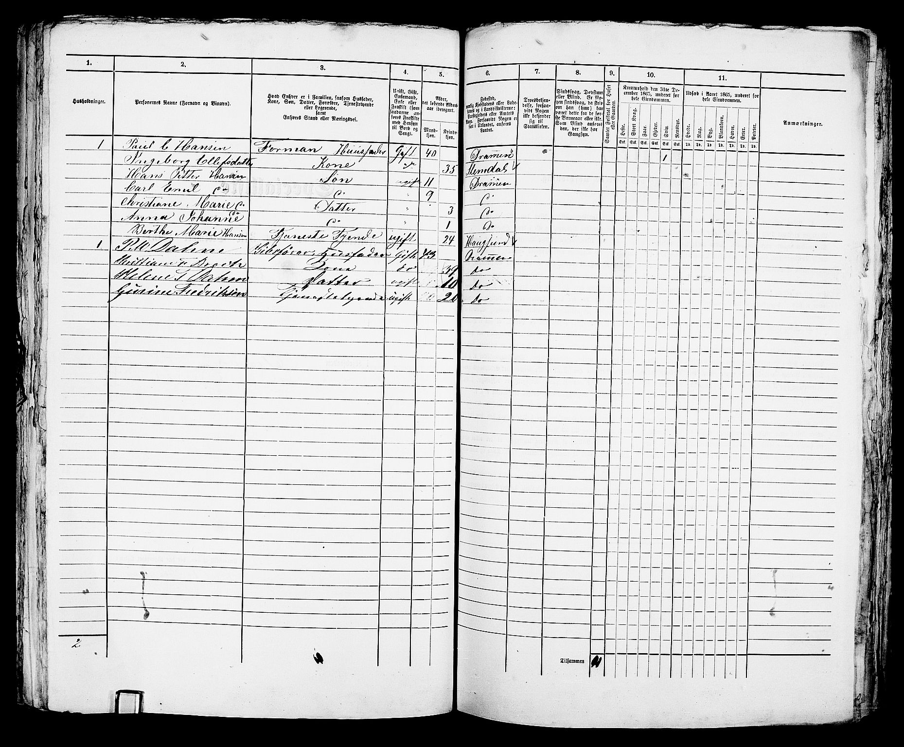 RA, 1865 census for Bragernes in Drammen, 1865, p. 970