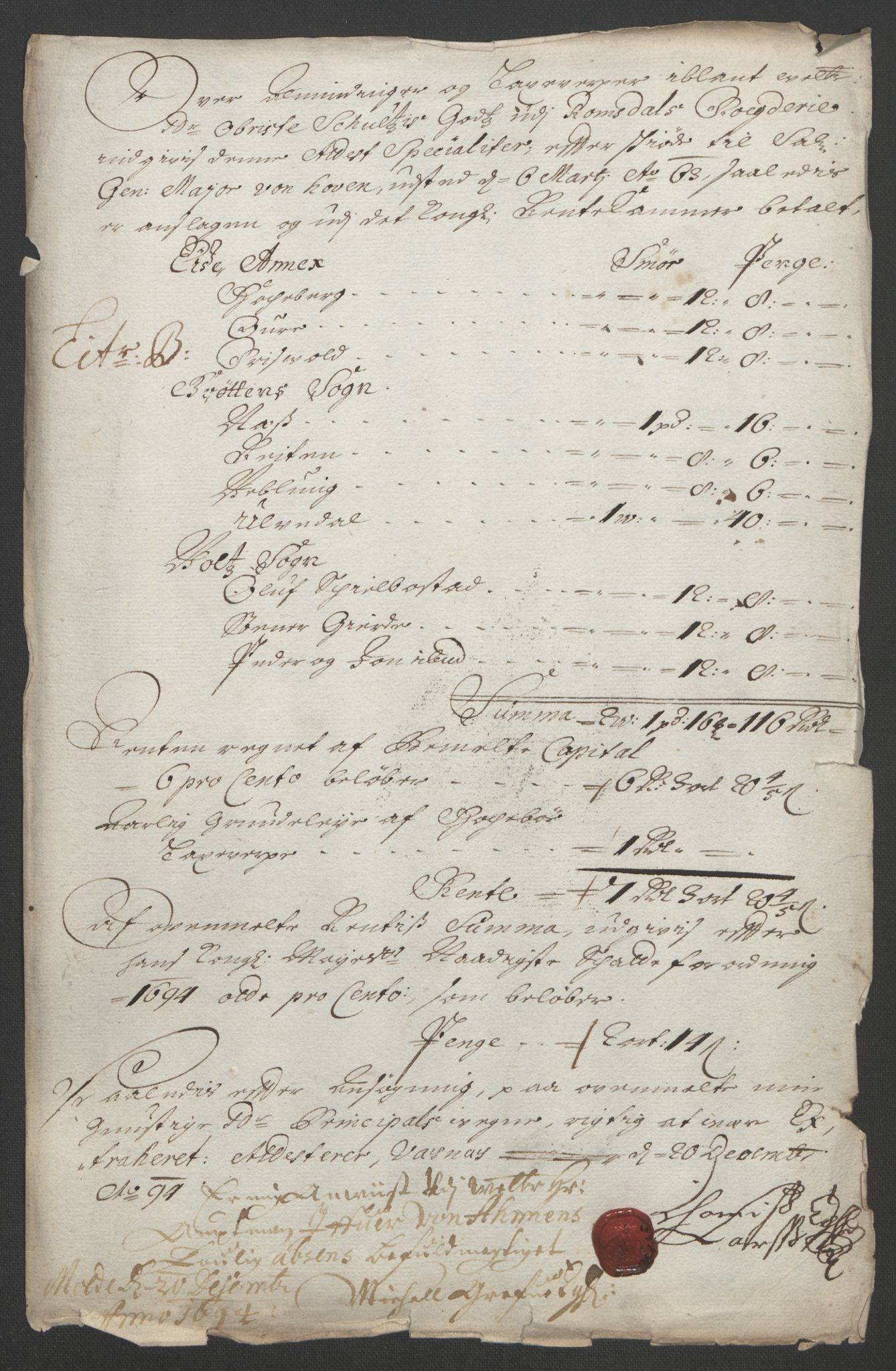 Rentekammeret inntil 1814, Reviderte regnskaper, Fogderegnskap, RA/EA-4092/R55/L3651: Fogderegnskap Romsdal, 1693-1694, p. 229