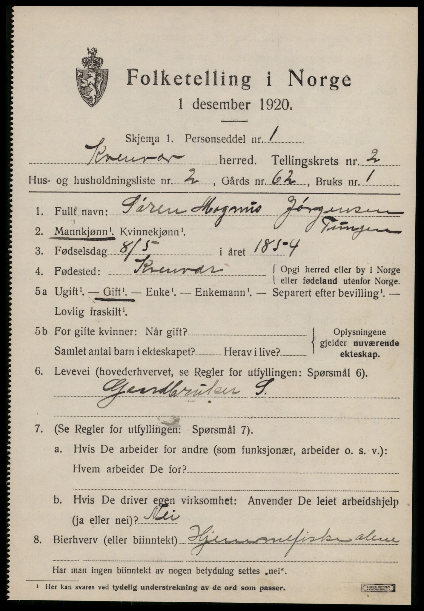 SAT, 1920 census for Kvenvær, 1920, p. 752