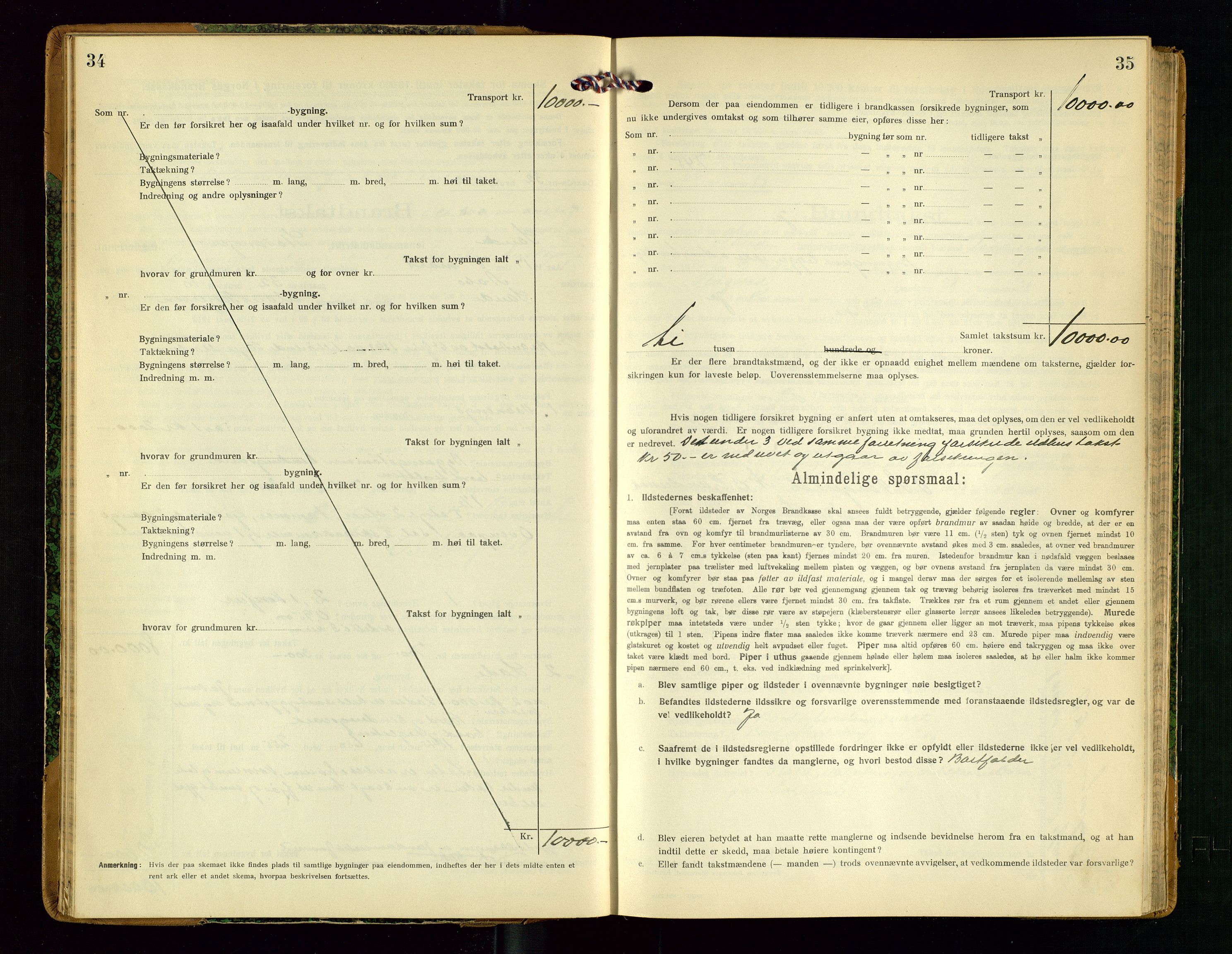 Sauda lensmannskontor, AV/SAST-A-100177/Gob/L0002: Branntakstprotokoll - skjematakst, 1916-1928, p. 34-35