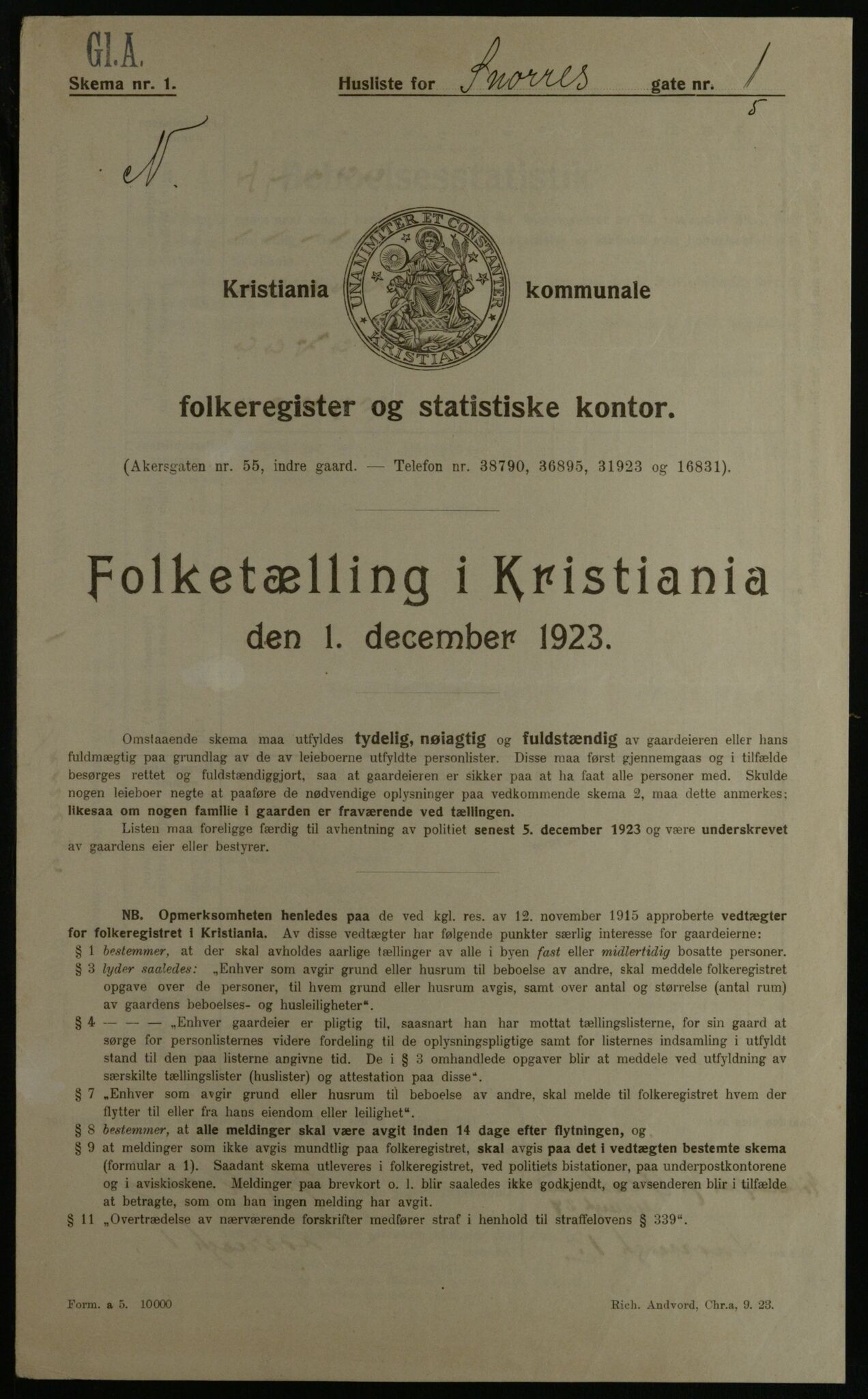 OBA, Municipal Census 1923 for Kristiania, 1923, p. 108221