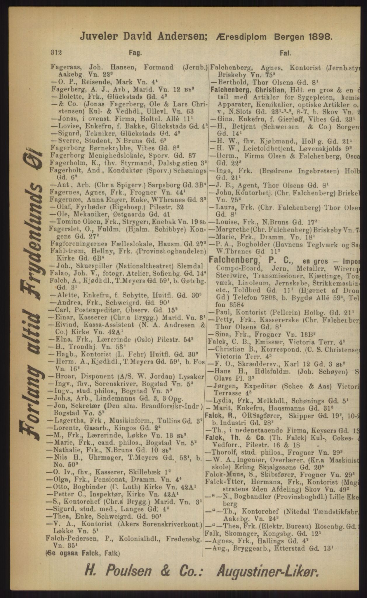 Kristiania/Oslo adressebok, PUBL/-, 1903, p. 312