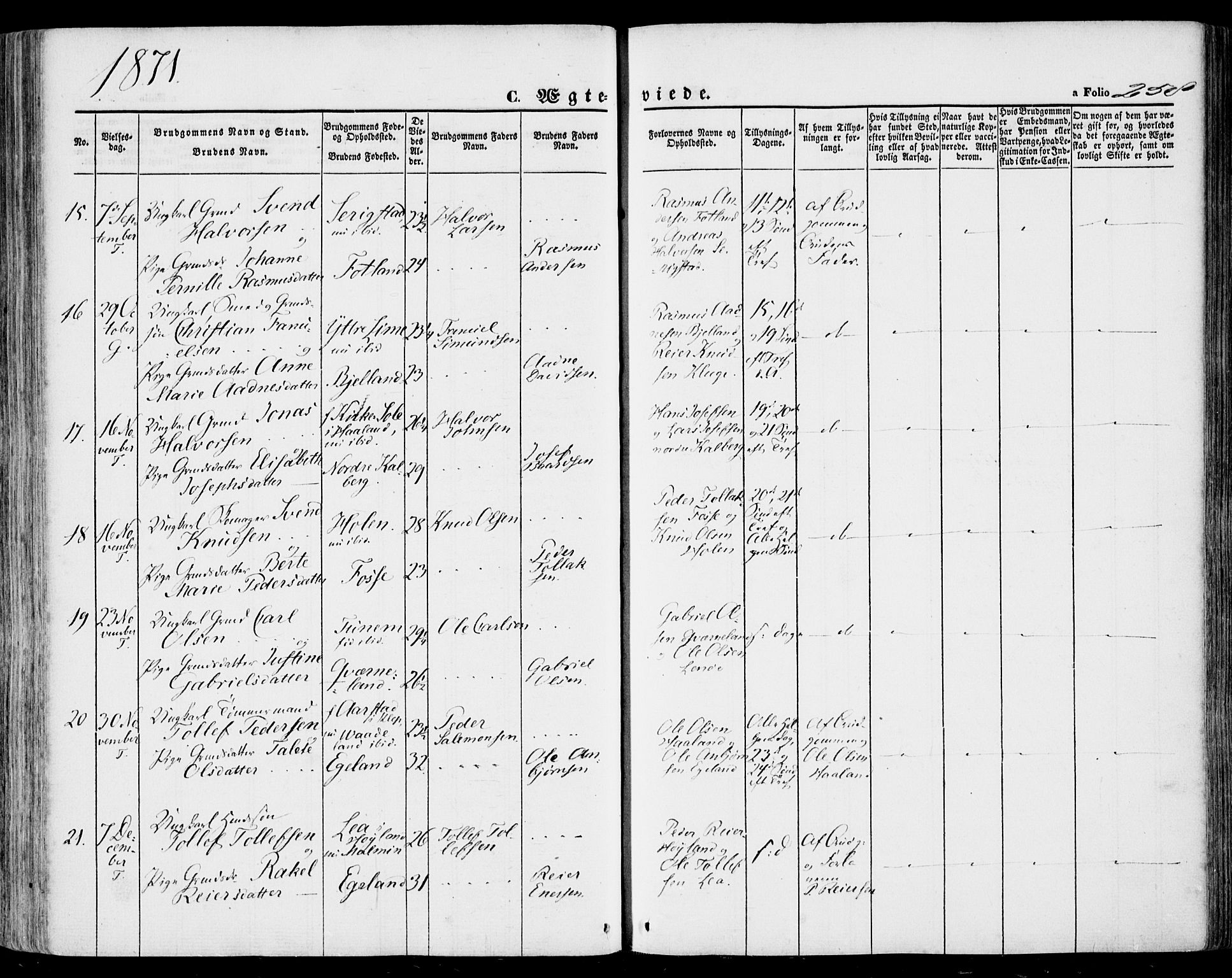 Lye sokneprestkontor, SAST/A-101794/001/30BA/L0007: Parish register (official) no. A 6, 1856-1871, p. 258