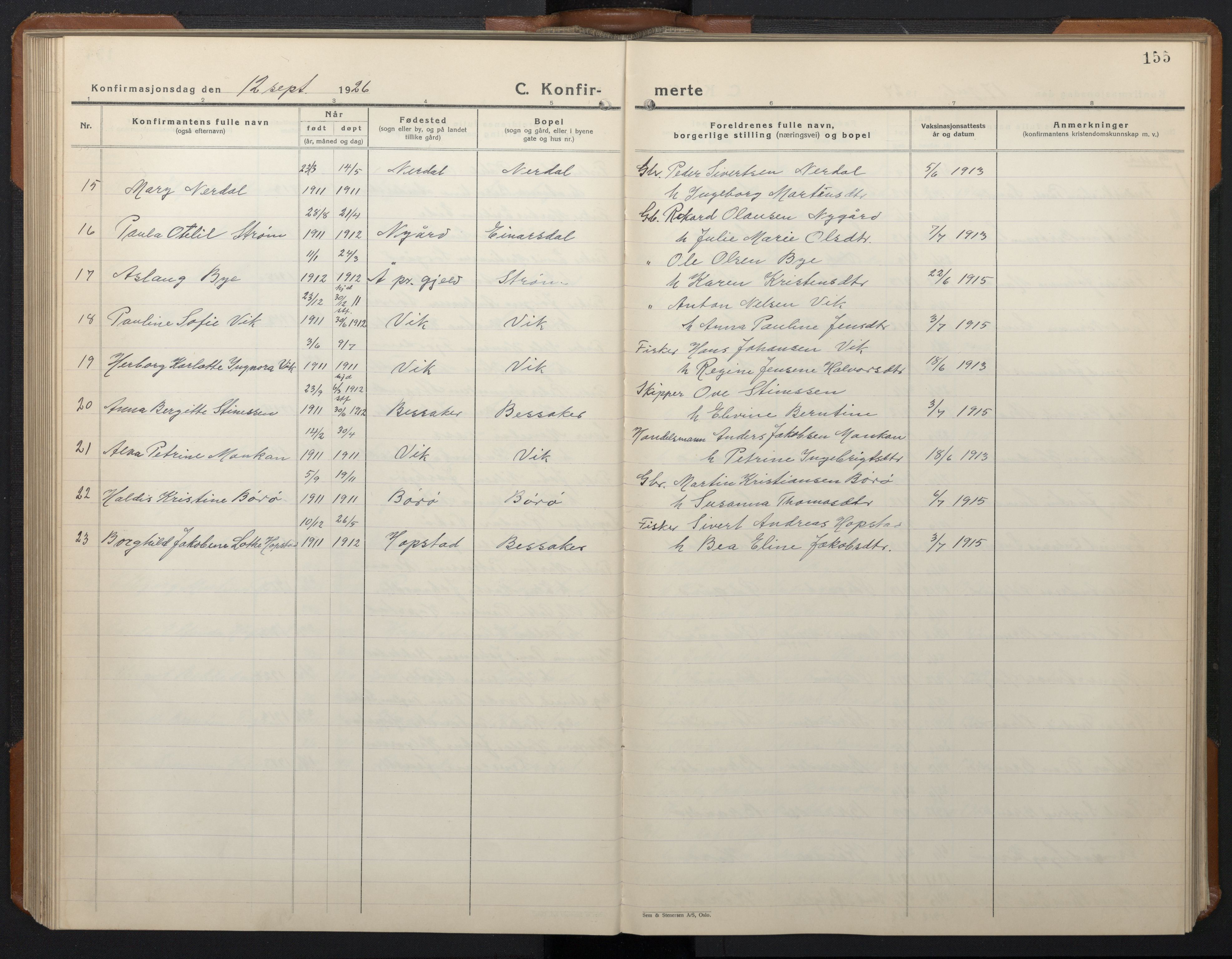 Ministerialprotokoller, klokkerbøker og fødselsregistre - Sør-Trøndelag, AV/SAT-A-1456/657/L0718: Parish register (copy) no. 657C05, 1923-1948, p. 155