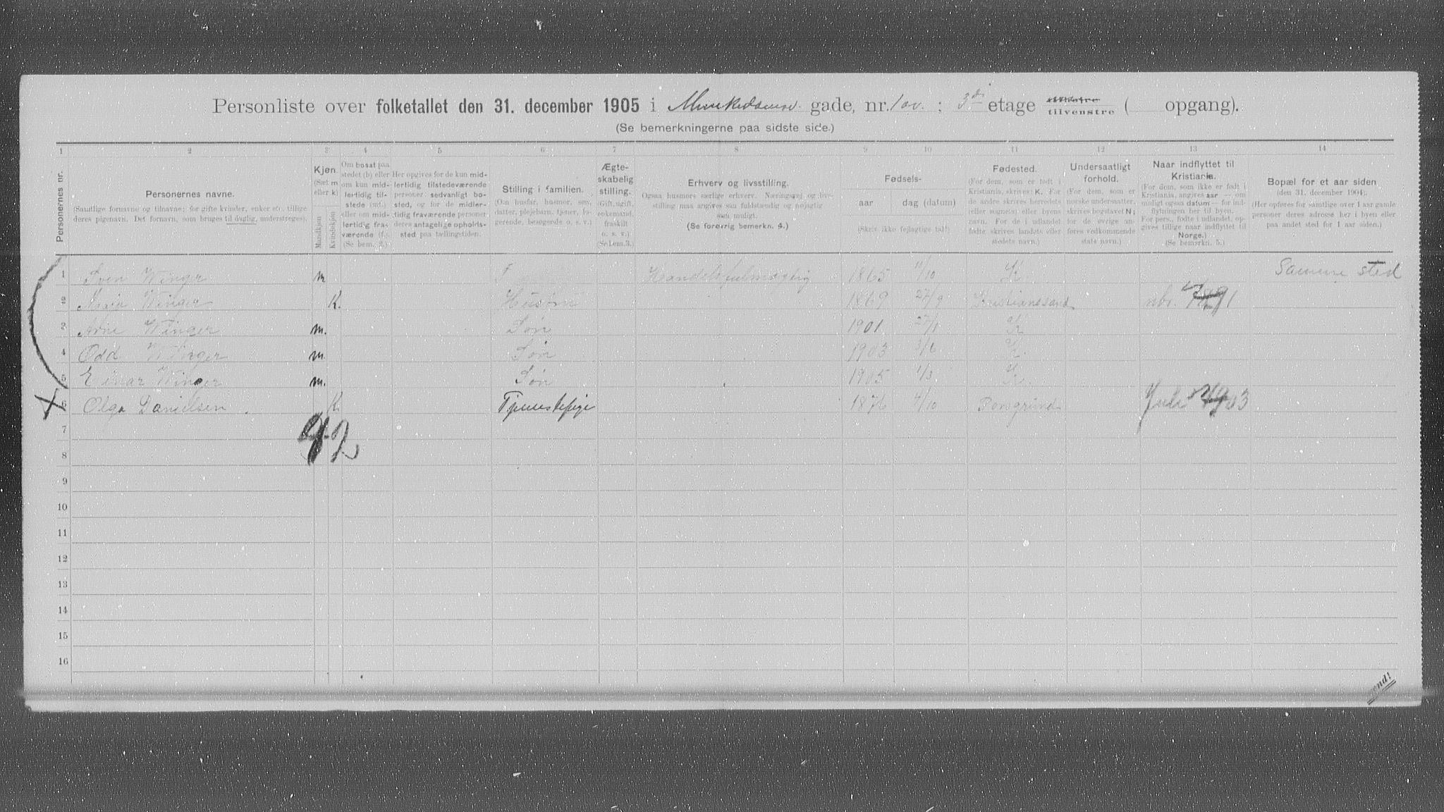 OBA, Municipal Census 1905 for Kristiania, 1905, p. 35683