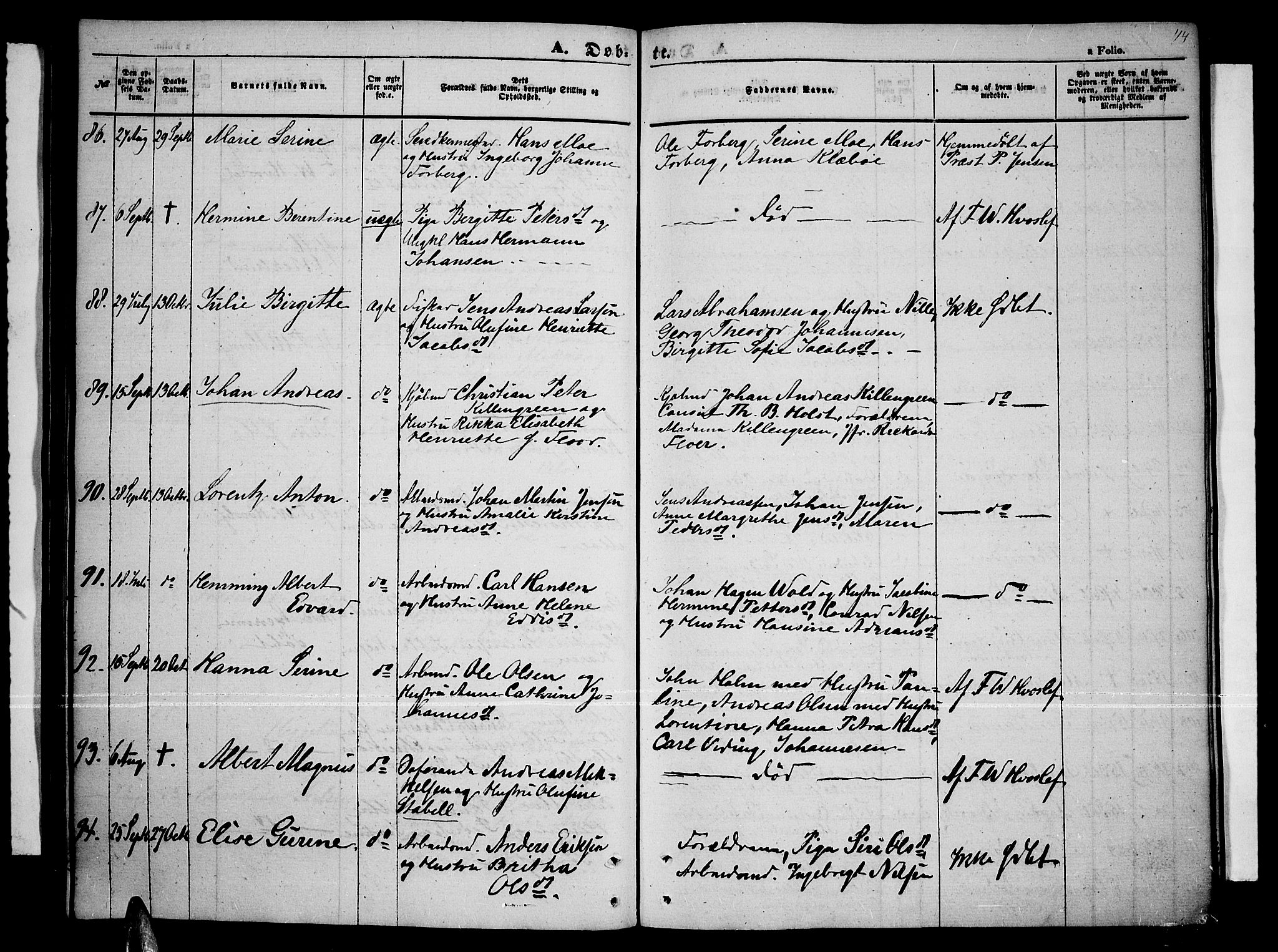 Tromsø sokneprestkontor/stiftsprosti/domprosti, AV/SATØ-S-1343/G/Gb/L0006klokker: Parish register (copy) no. 6, 1857-1866, p. 44