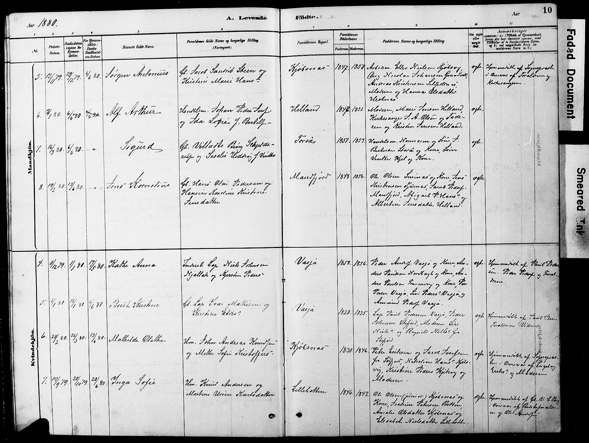 Ministerialprotokoller, klokkerbøker og fødselsregistre - Nordland, AV/SAT-A-1459/861/L0875: Parish register (copy) no. 861C01, 1879-1887, p. 10