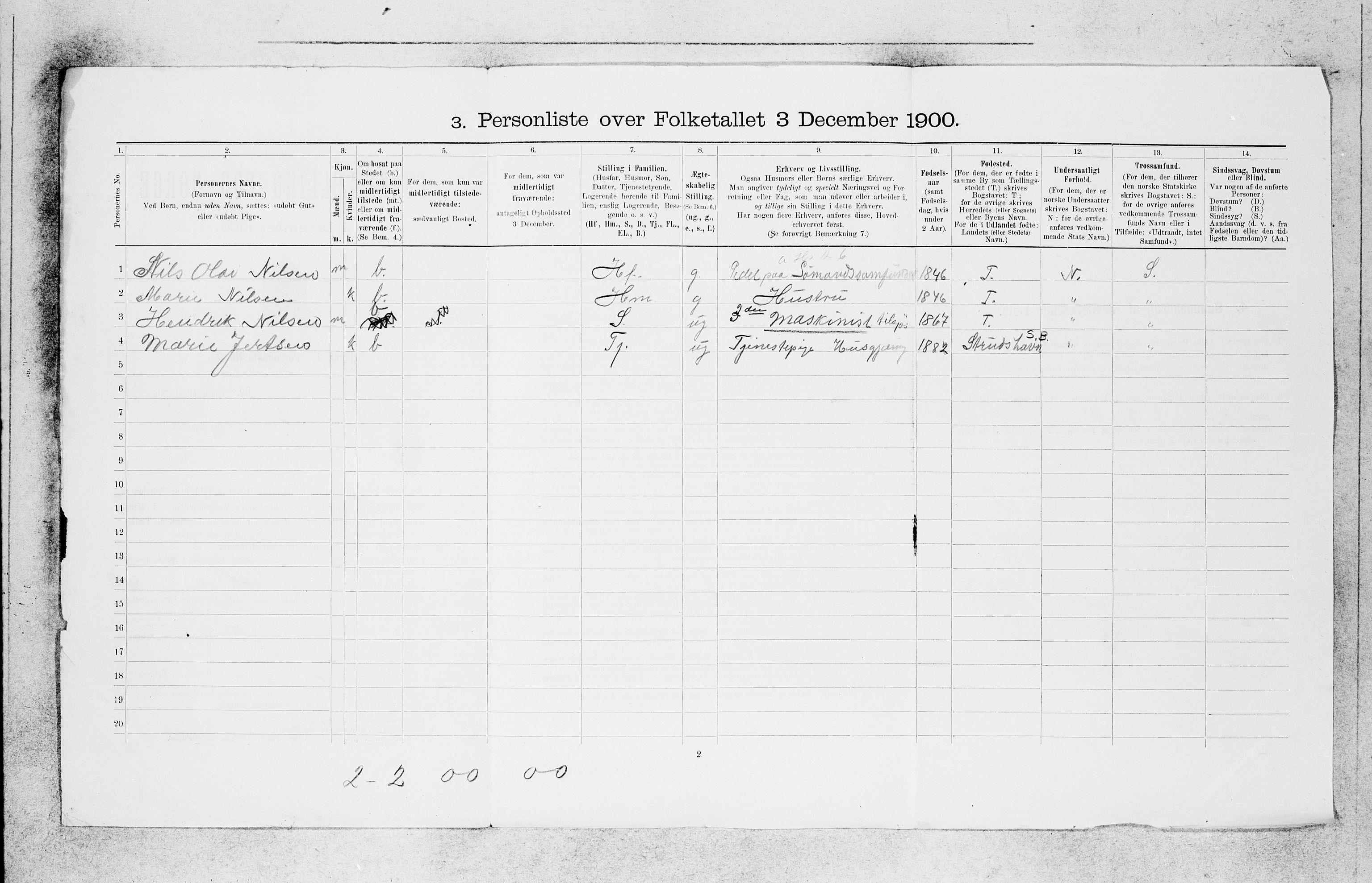 SAB, 1900 census for Bergen, 1900, p. 22146