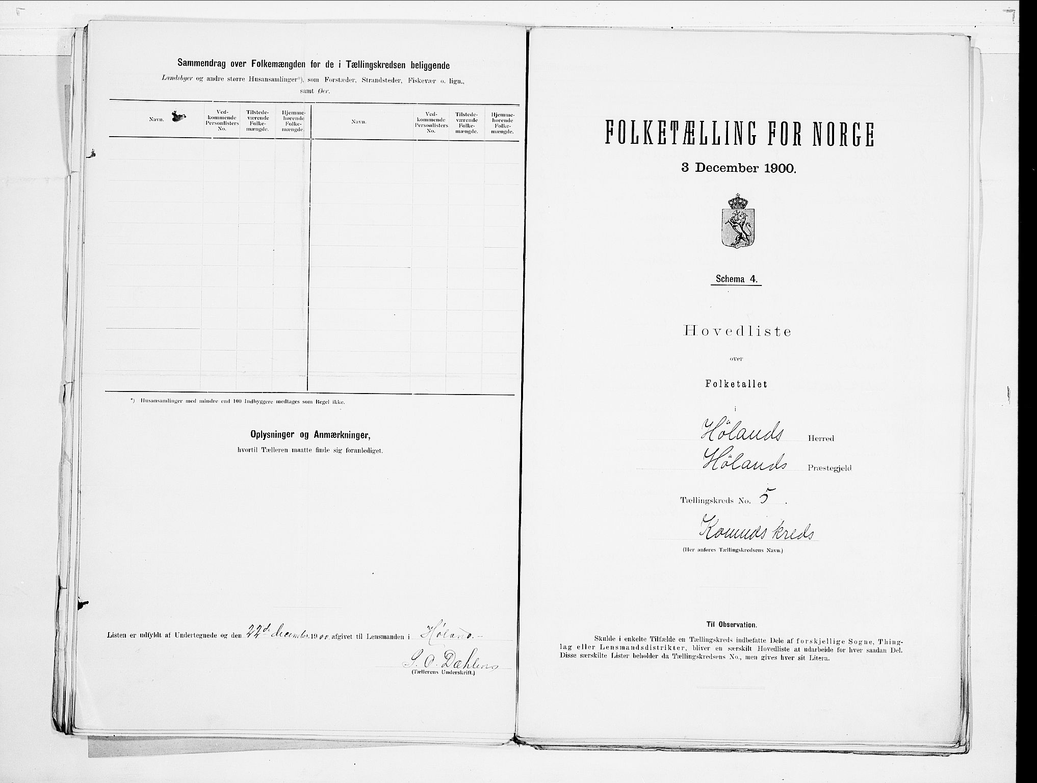 SAO, 1900 census for Høland, 1900, p. 14