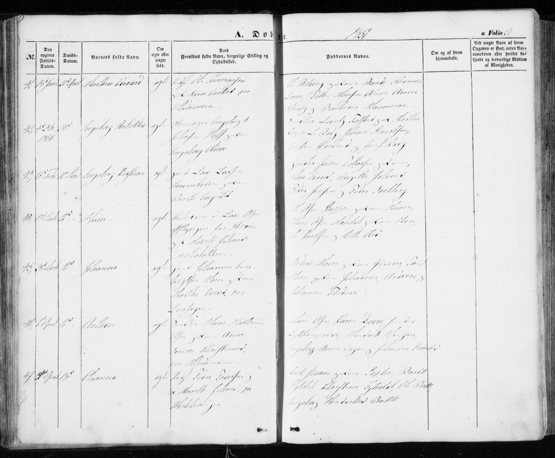 Ministerialprotokoller, klokkerbøker og fødselsregistre - Sør-Trøndelag, AV/SAT-A-1456/606/L0291: Parish register (official) no. 606A06, 1848-1856, p. 52