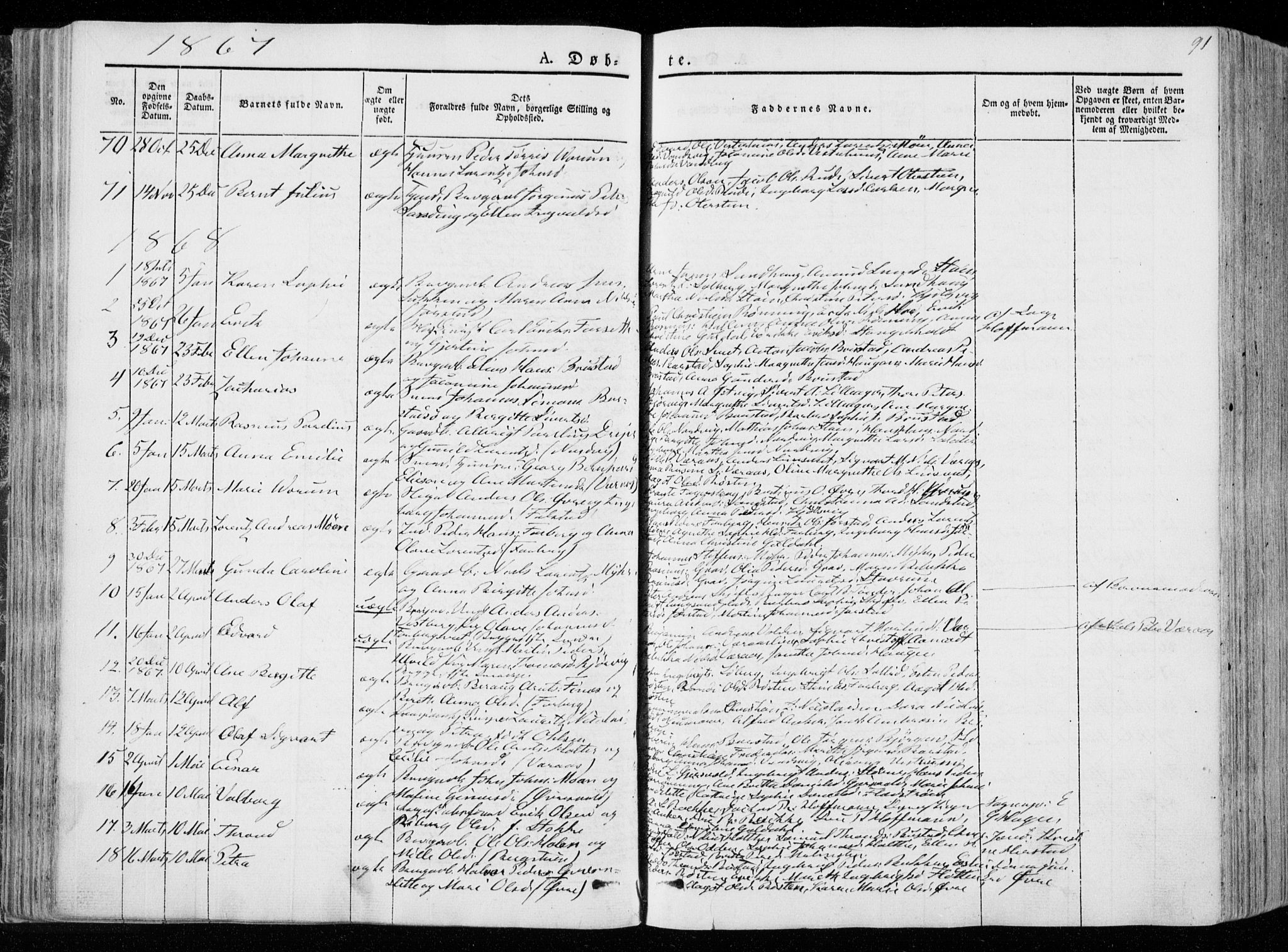 Ministerialprotokoller, klokkerbøker og fødselsregistre - Nord-Trøndelag, SAT/A-1458/722/L0218: Parish register (official) no. 722A05, 1843-1868, p. 91