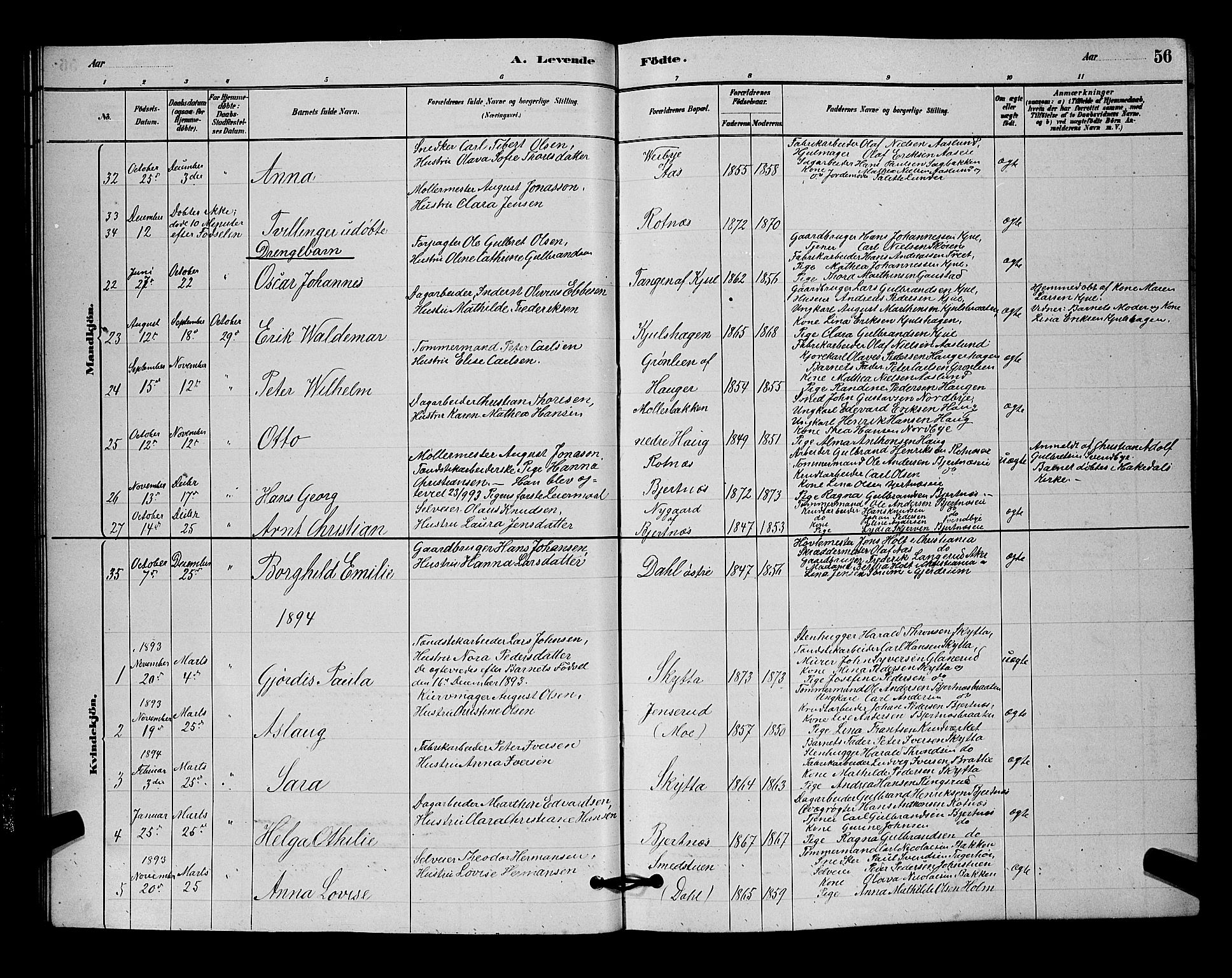 Nittedal prestekontor Kirkebøker, SAO/A-10365a/G/Ga/L0002: Parish register (copy) no. I 2, 1879-1901, p. 56