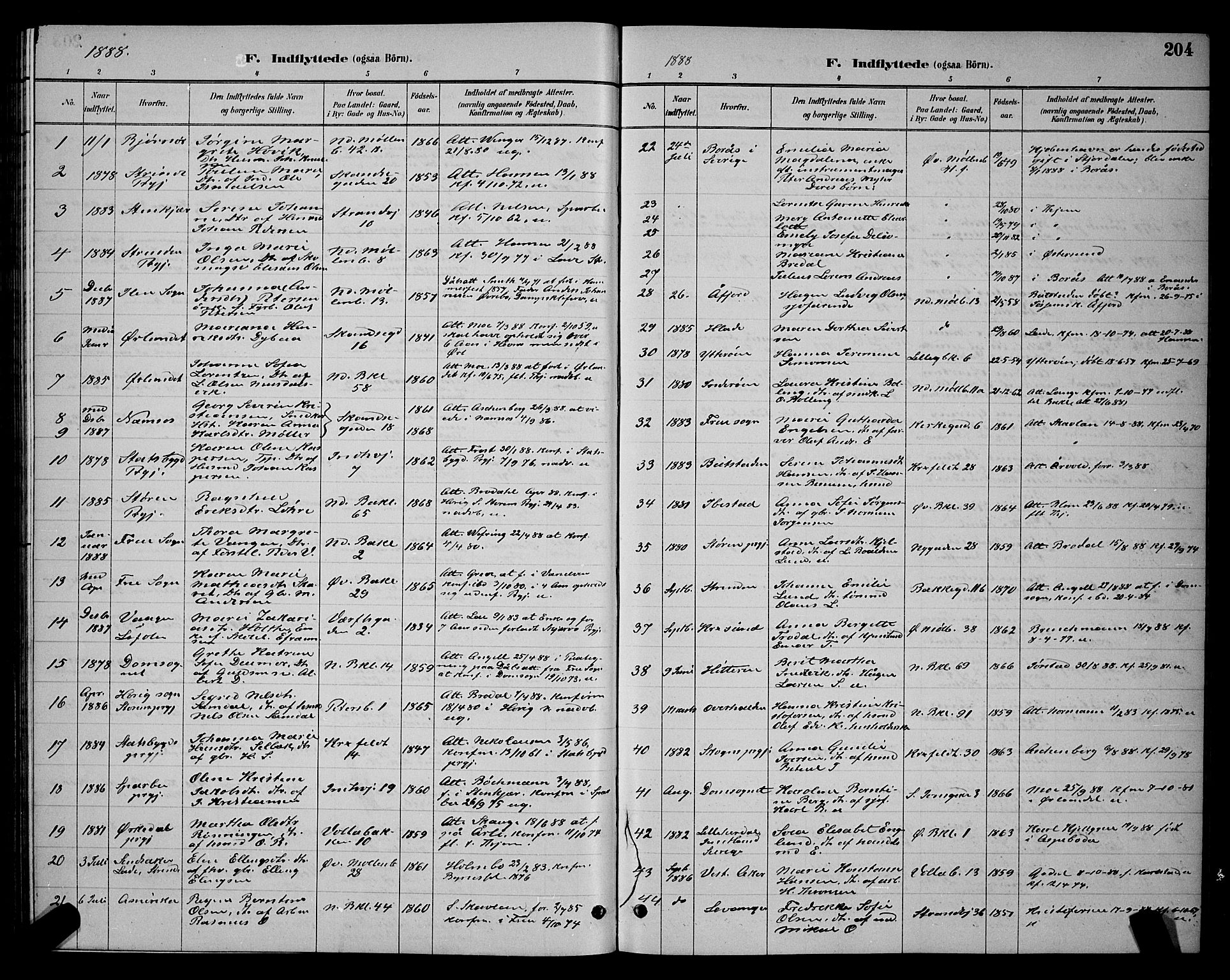 Ministerialprotokoller, klokkerbøker og fødselsregistre - Sør-Trøndelag, SAT/A-1456/604/L0223: Parish register (copy) no. 604C06, 1886-1897, p. 204